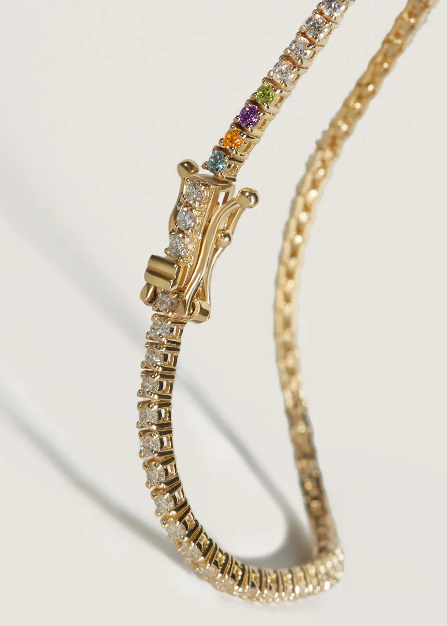 Kinn - Classic Diana Tennis Birthstone Bracelet Yellow Gold