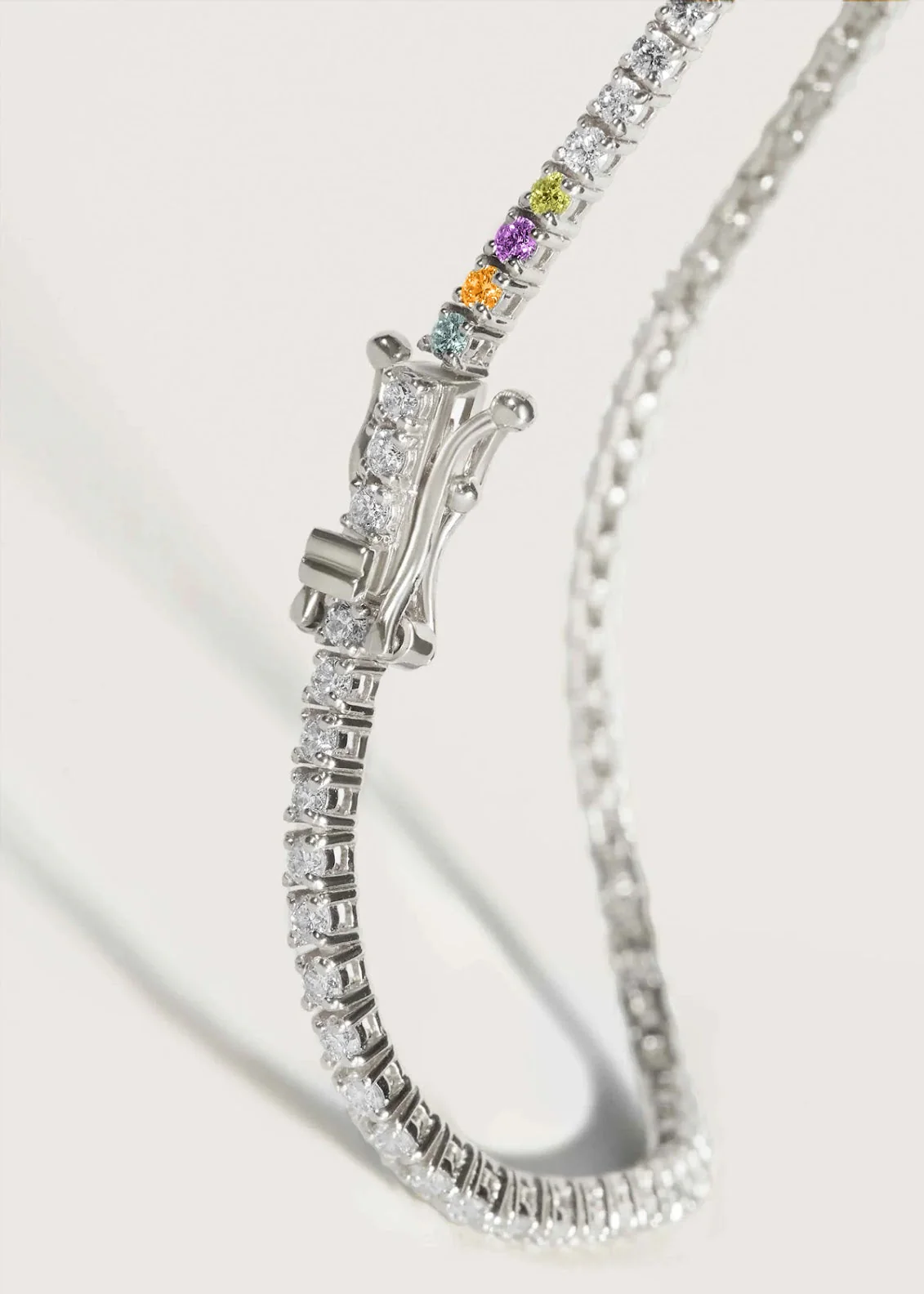 Kinn - Petite Diana Birthstone Tennis Necklace White Gold