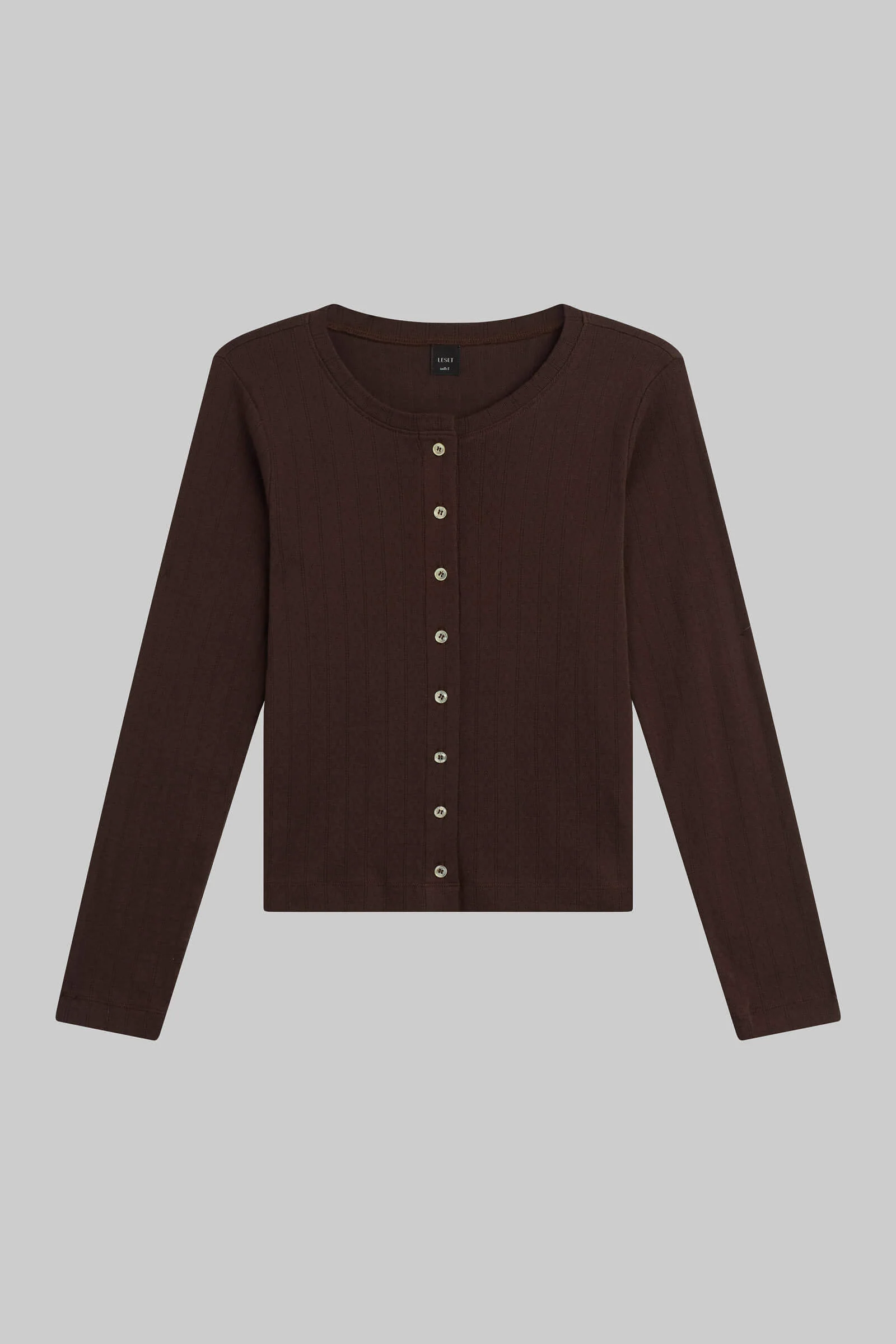 Leset - Pointelle Classic Crew Cardigan - Image 2