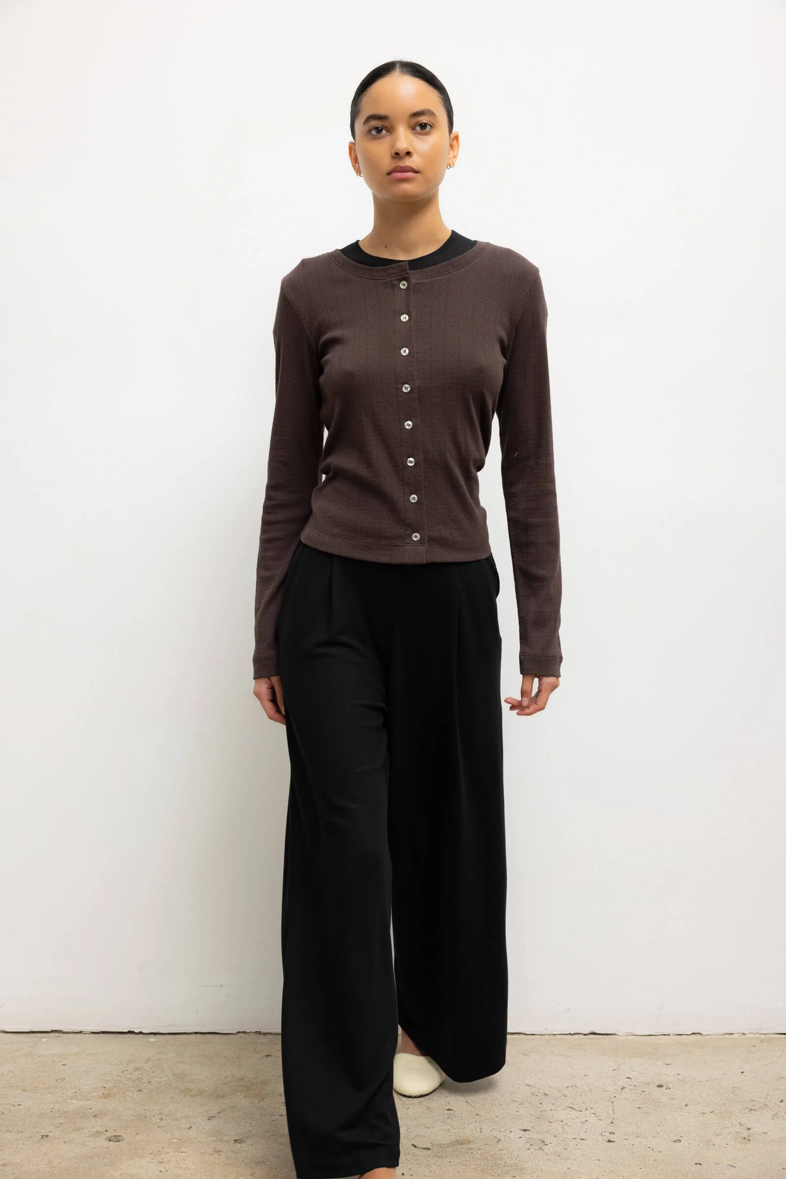 Leset - Pointelle Classic Crew Cardigan - Image 4