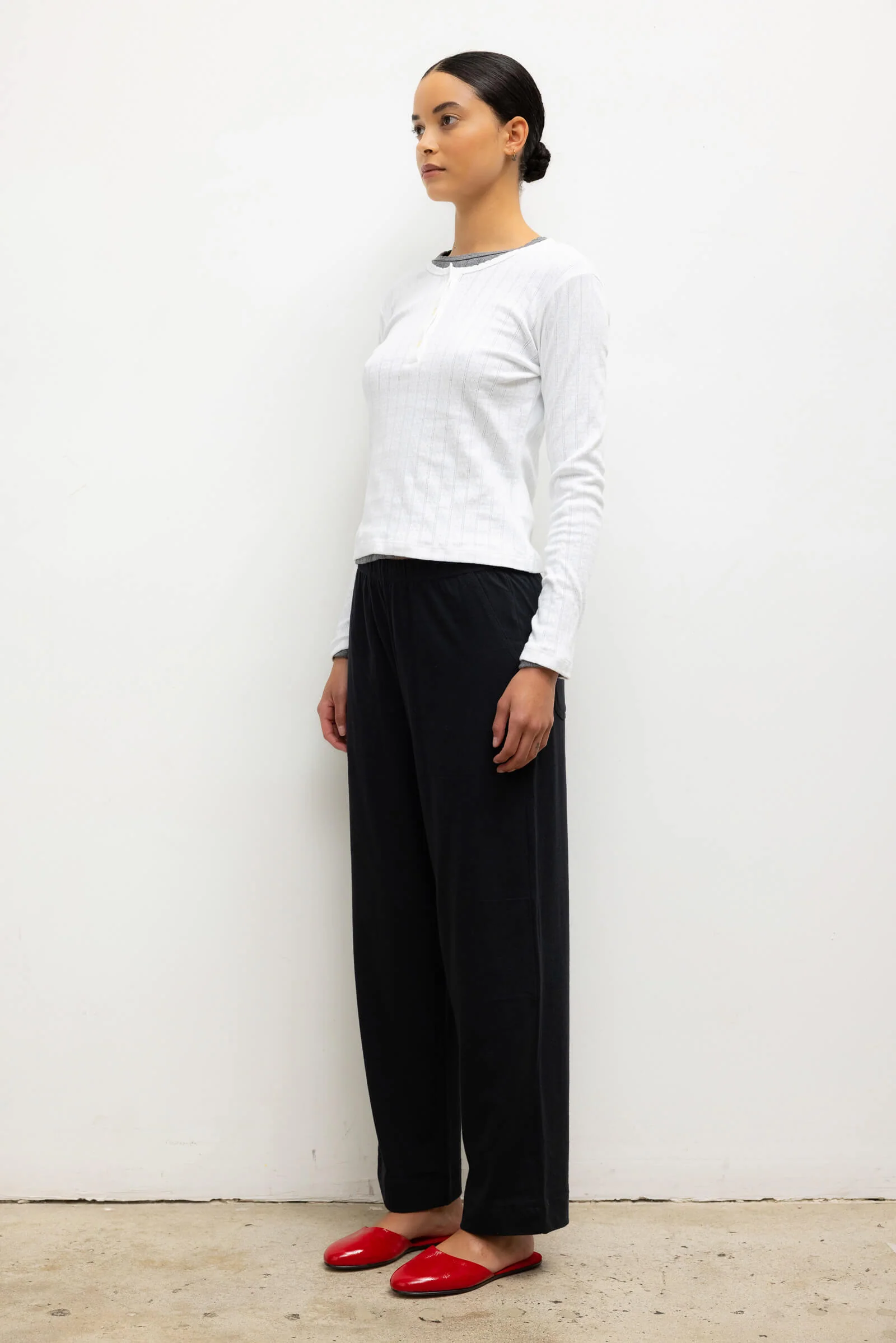 Leset - Pointelle Long Sleeve Henley - Image 6
