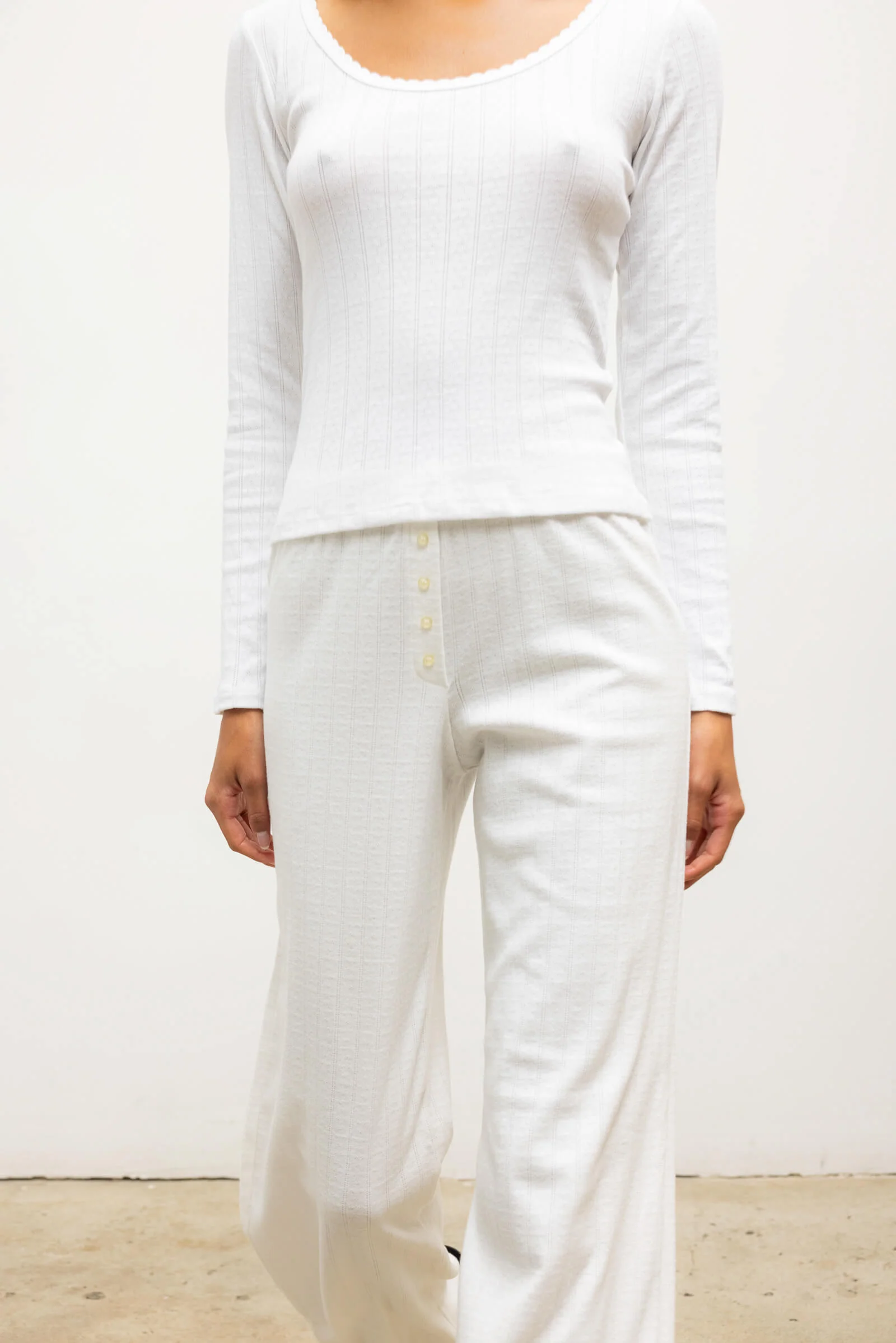 Leset - Pointelle Long Sleeve Scoop Neck - Image 5