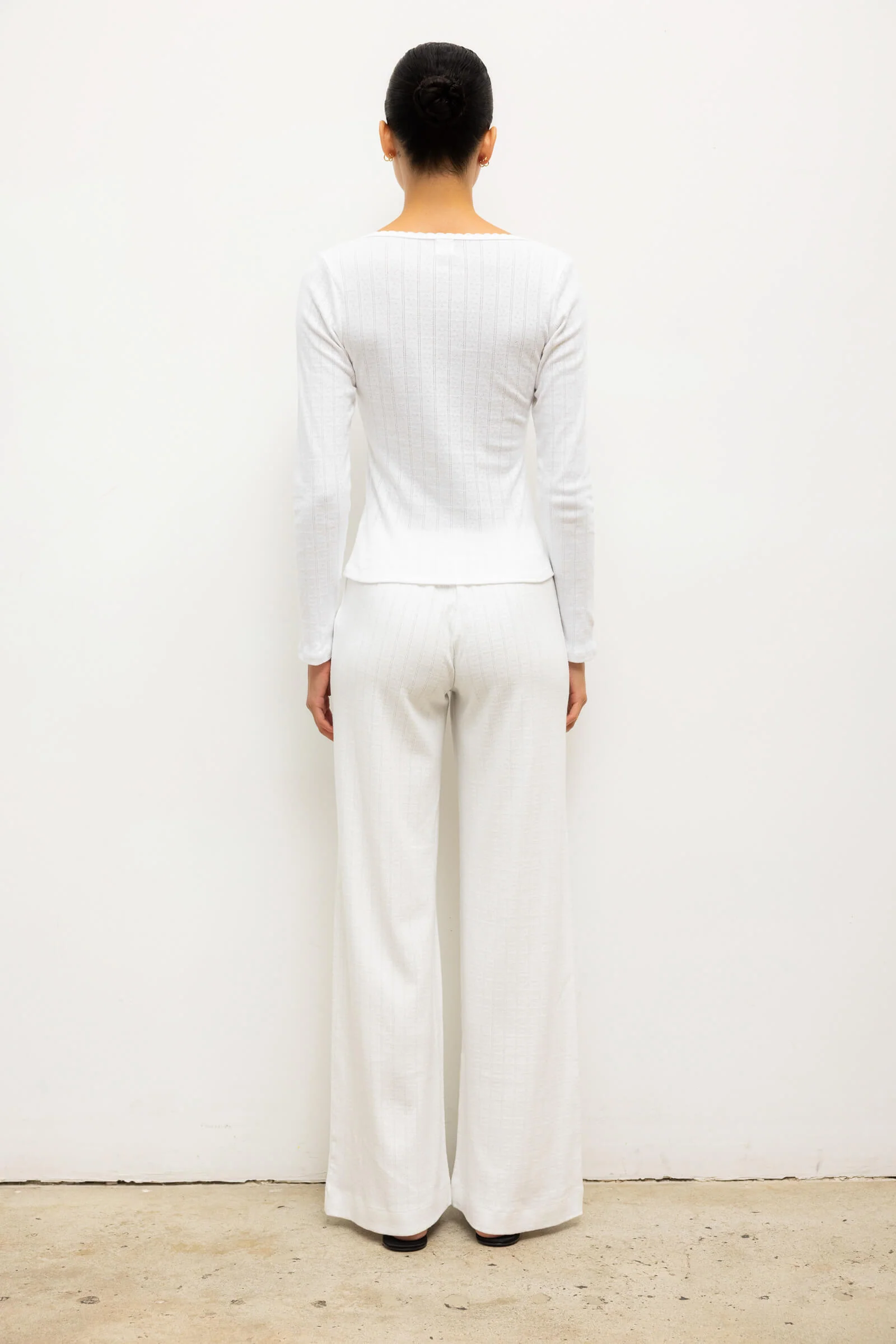 Leset - Pointelle Long Sleeve Scoop Neck - Image 7
