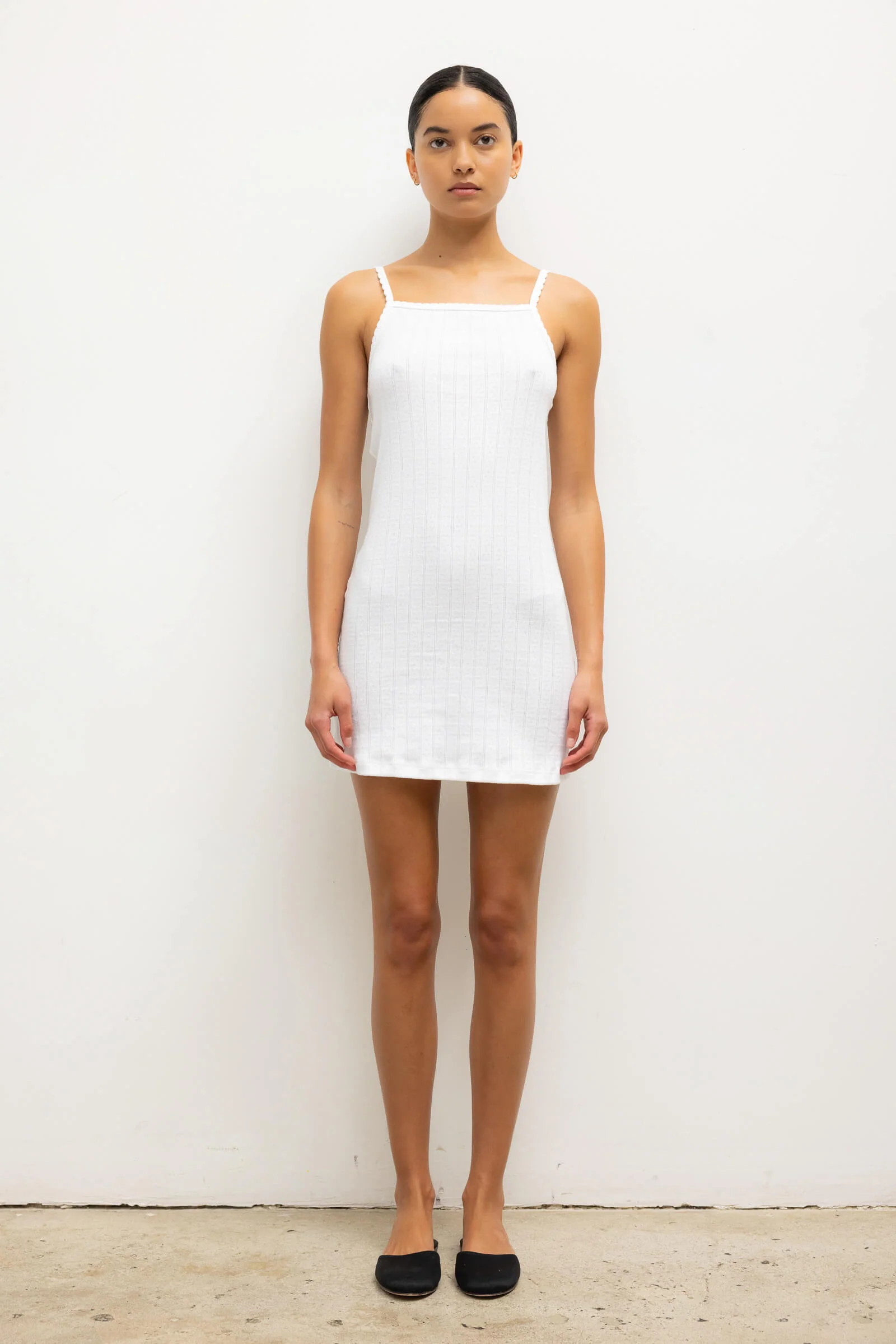 Leset - Pointelle Square Neck Mini Dress
