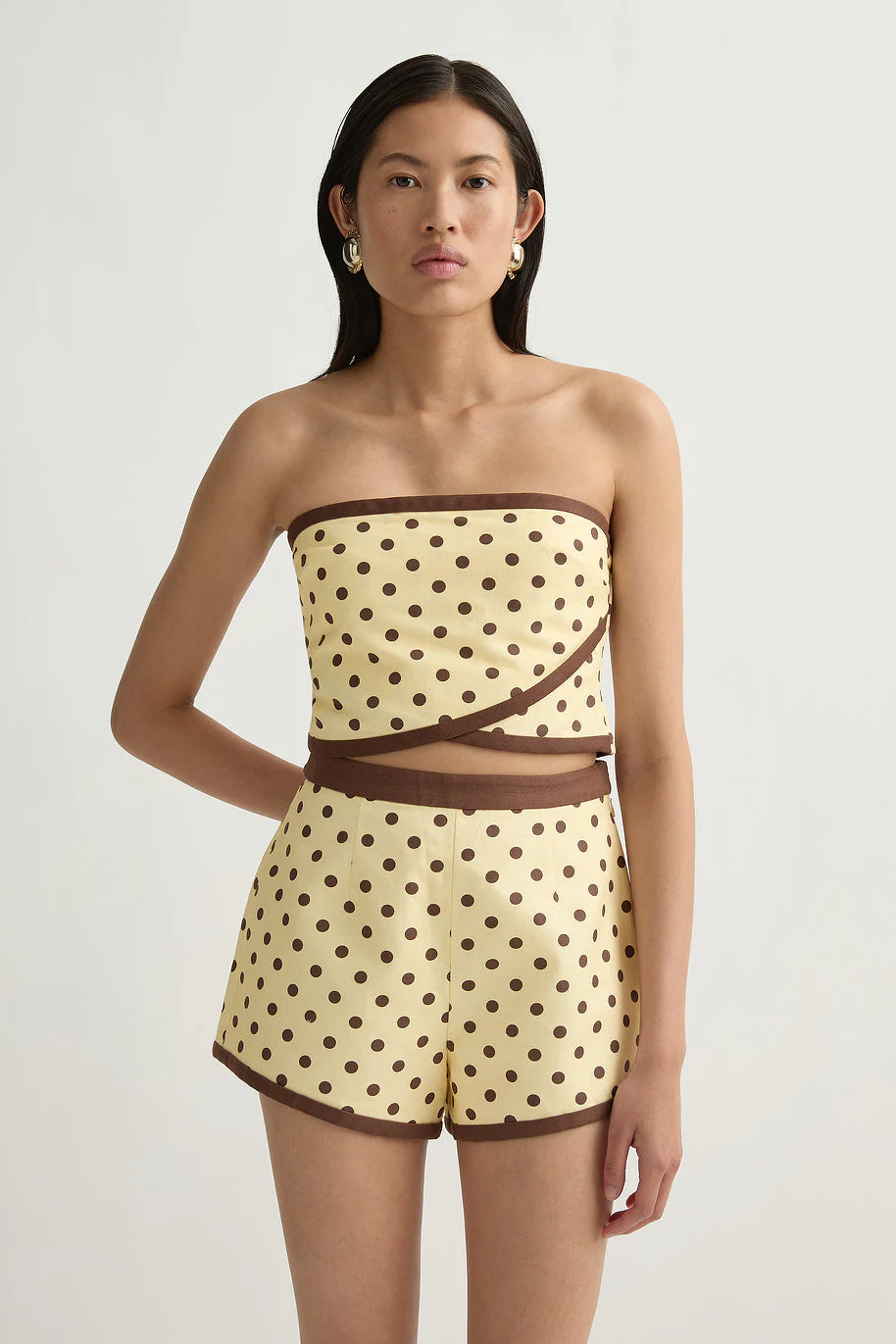 Posse - BOWIE STRAPLESS TOP - VANILLA/CHOC