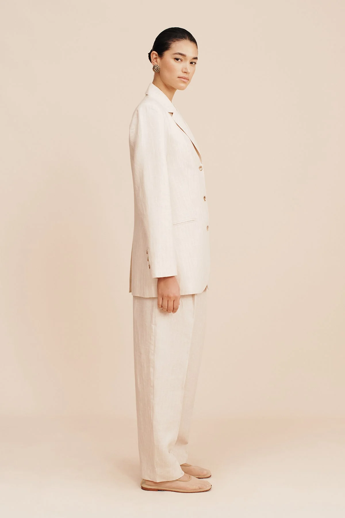 Posse - LEON BLAZER - BEIGE PINSTRIPE - Image 4