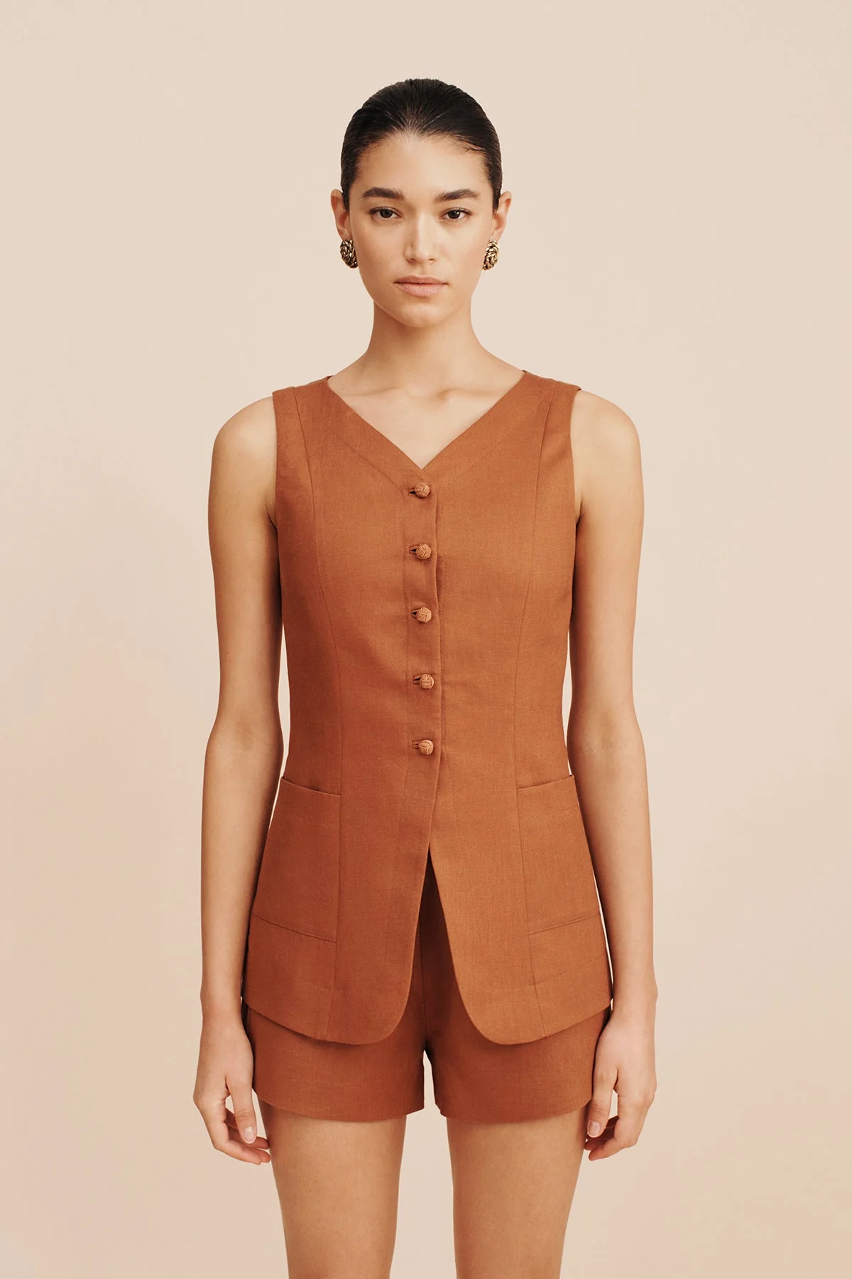 Posse - LORENZO HIGH NECK VEST - CHESTNUT - Image 12