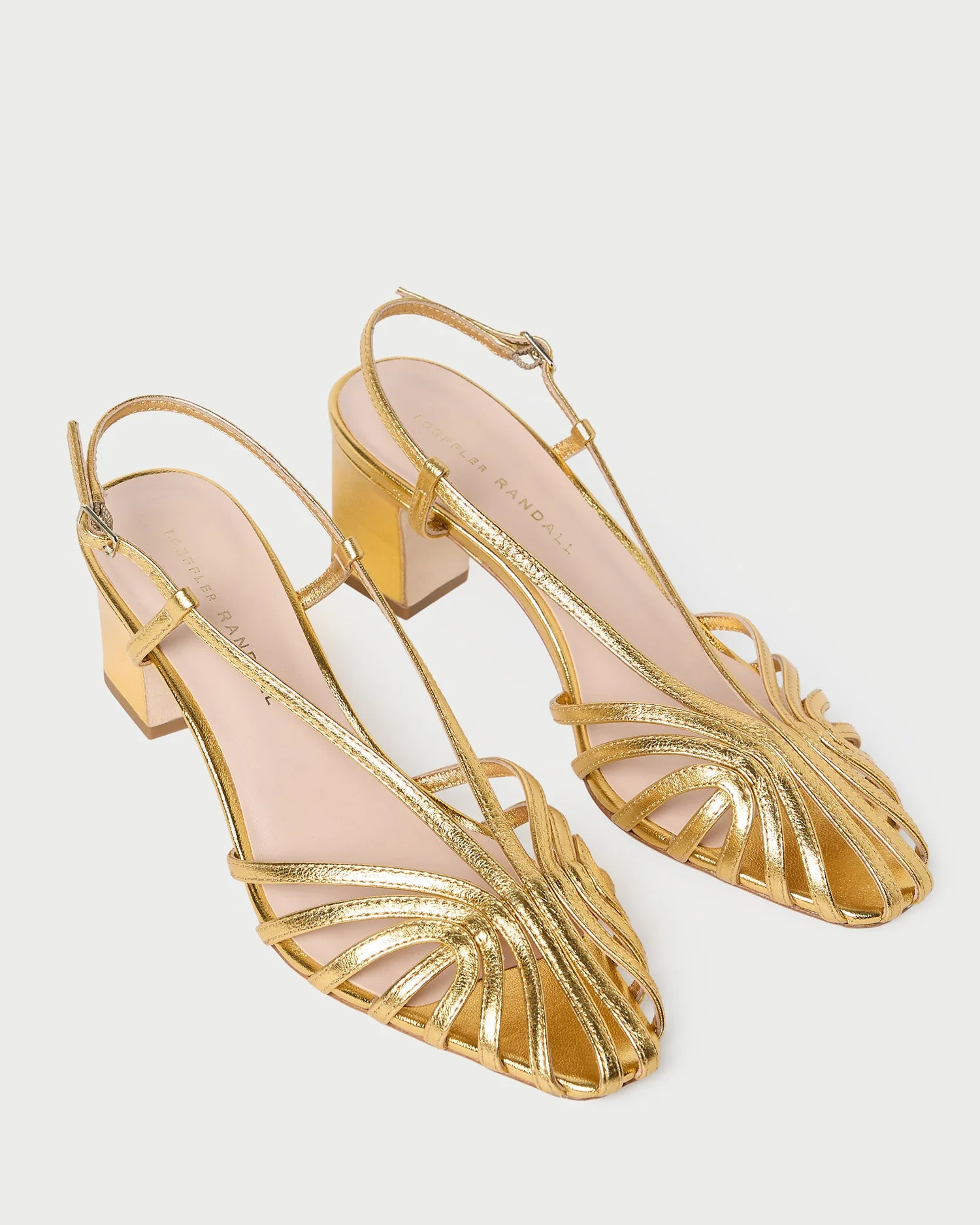 Loeffler Randall - Priscilla Gold Lattice Heeled Sandal - Image 3