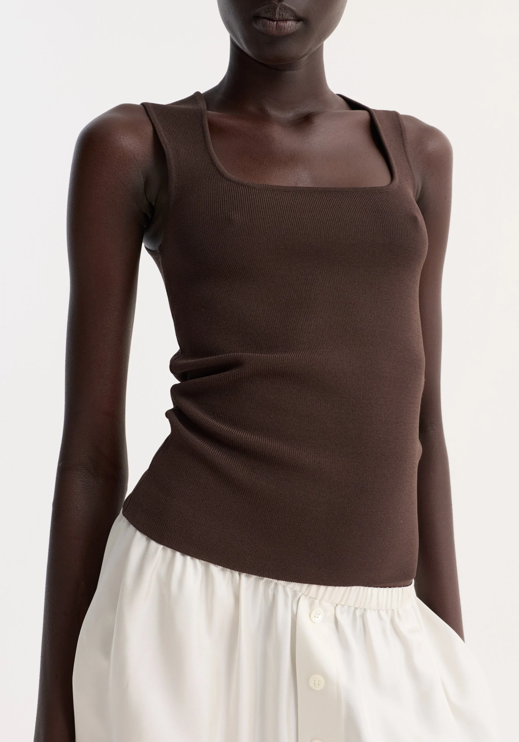 ROHE - Bustier shaped knitted top | dark chocolate - Image 3