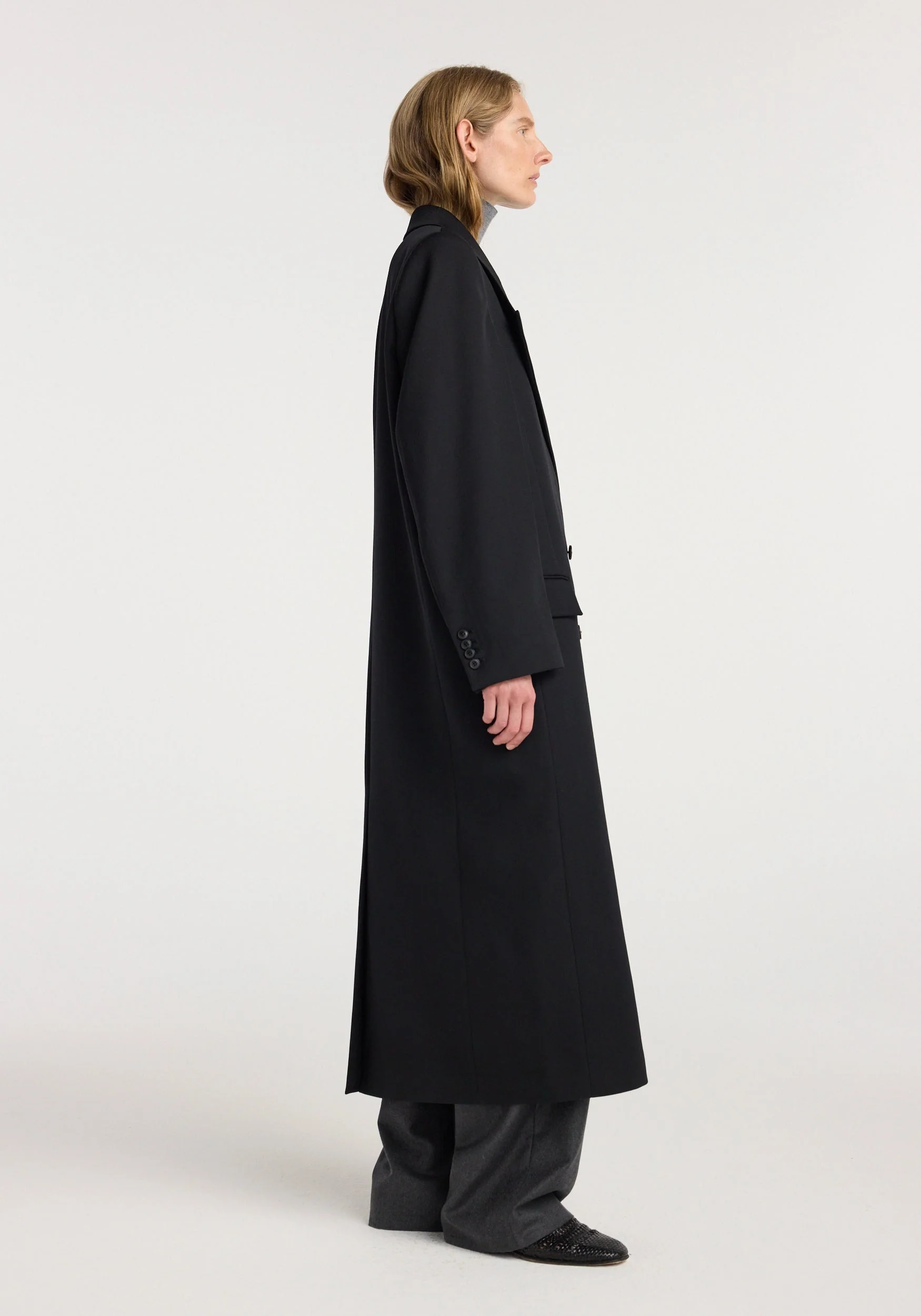 ROHE - Double breasted tailored coat | black - Image 3