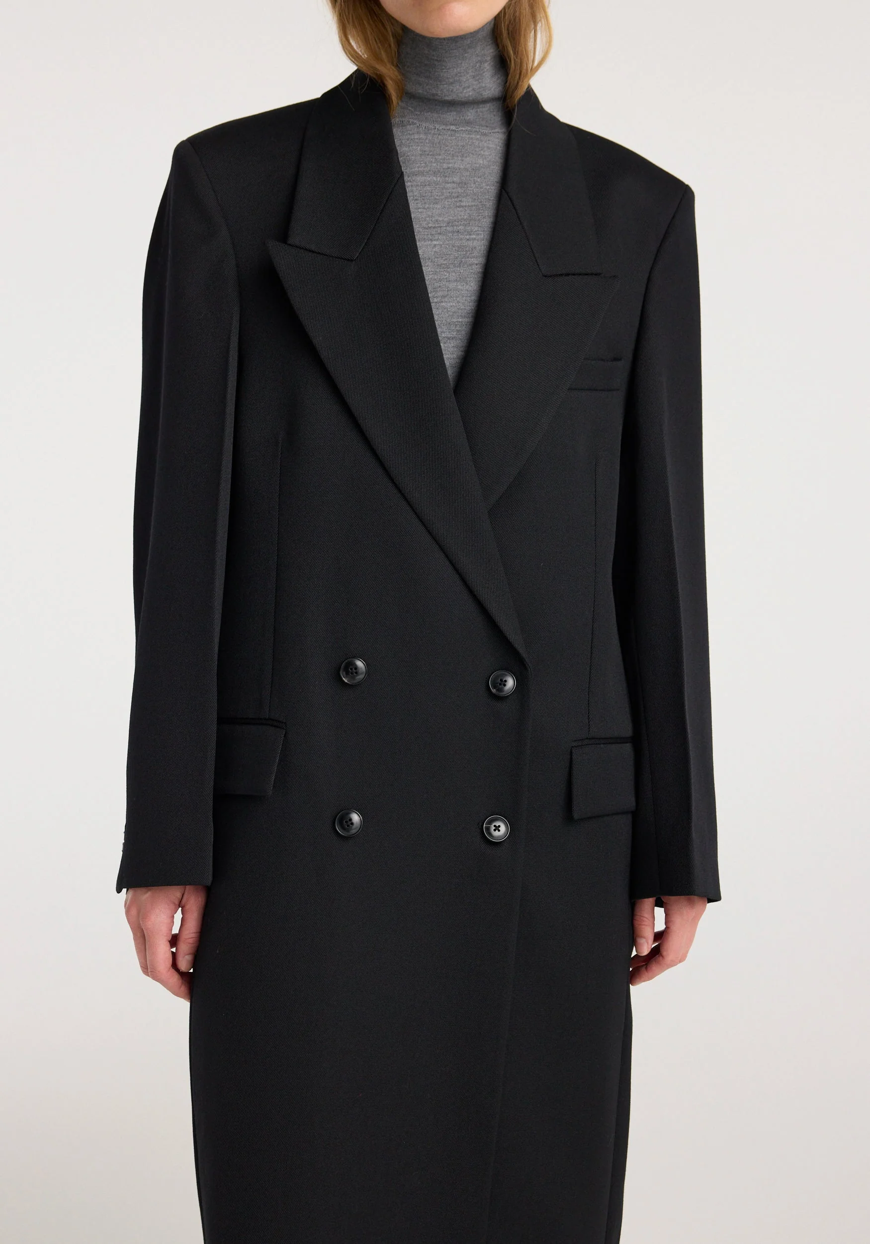 ROHE - Double breasted tailored coat | black - Image 4