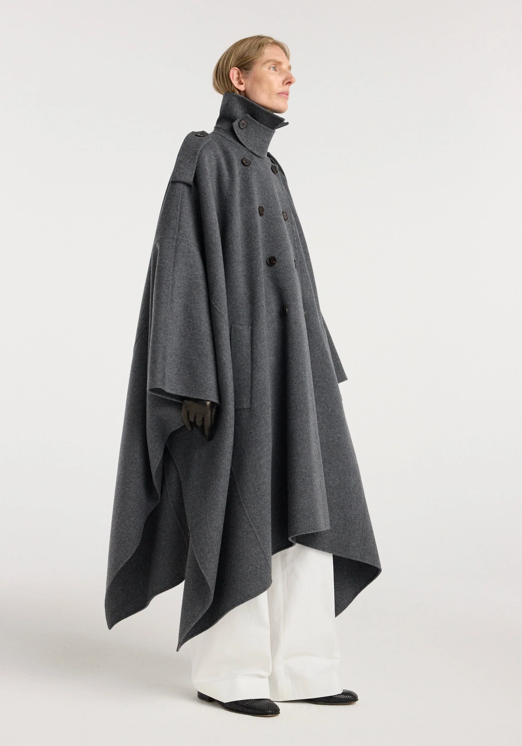 ROHE - Double - faced cape trenchcoat | dark grey melange - Image 2