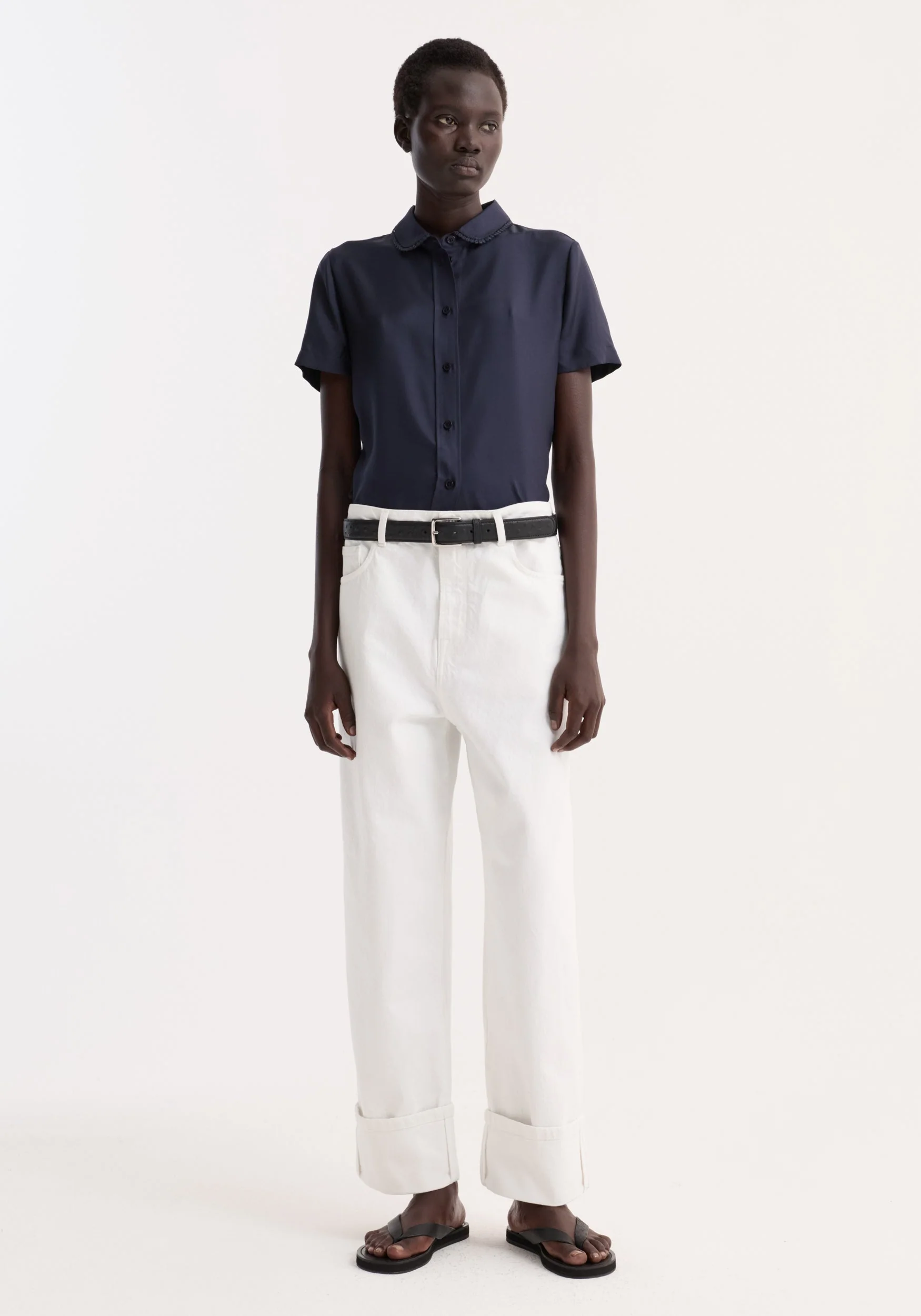ROHE - Embroidered silk fitted shirt | night