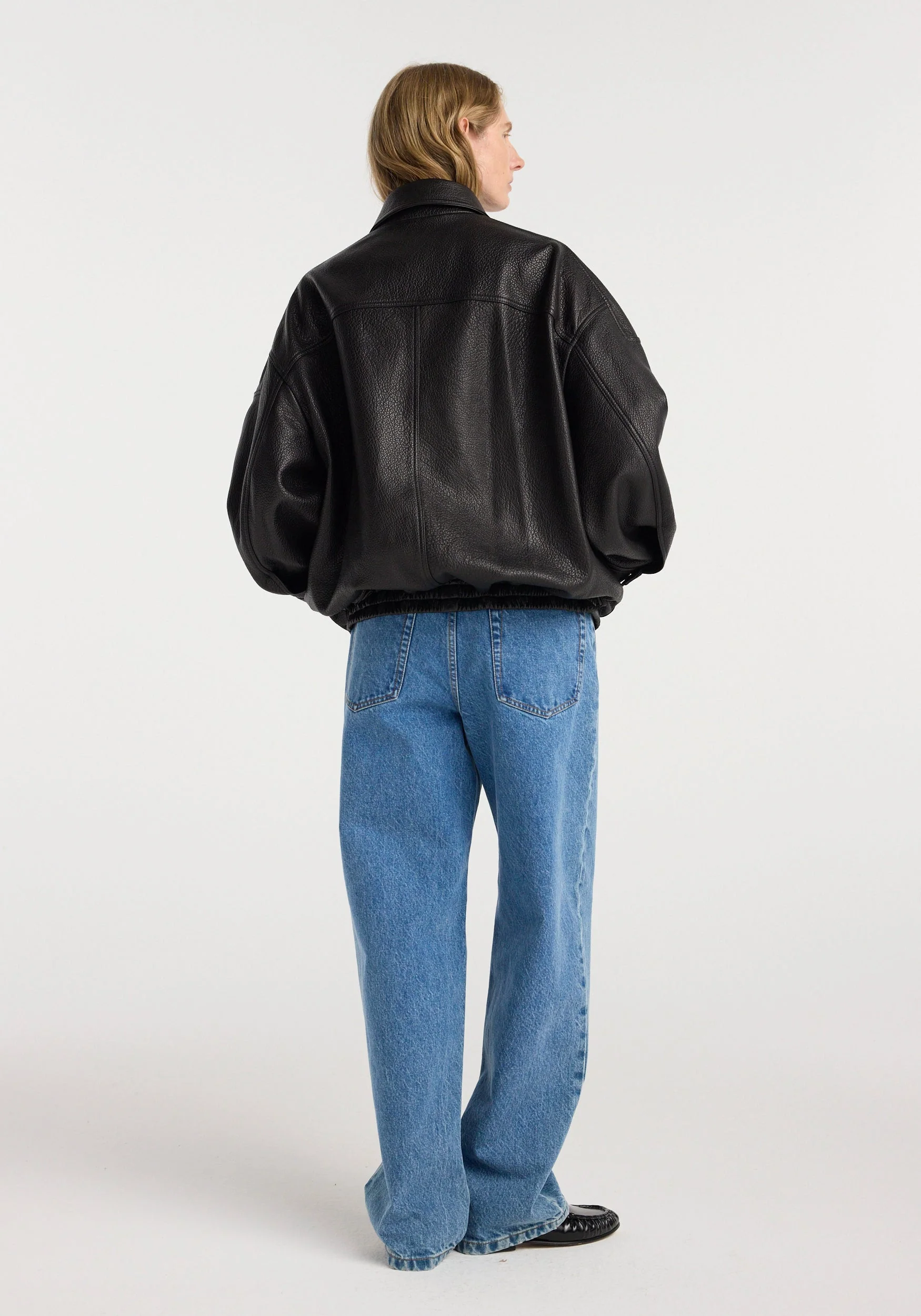 ROHE - Grain leather aviator jacket | black - Image 5