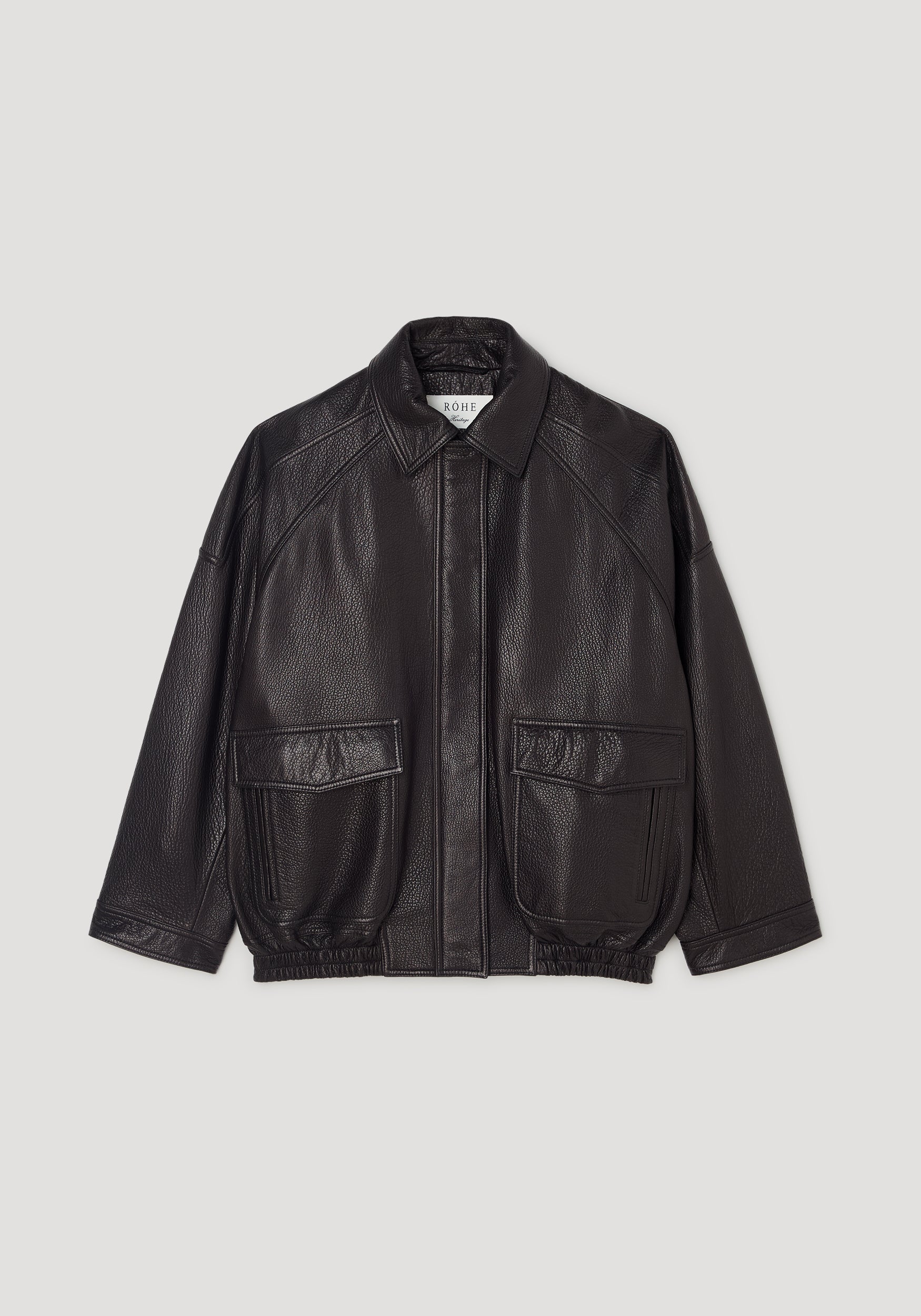 ROHE - Grain leather aviator jacket | black - Image 7