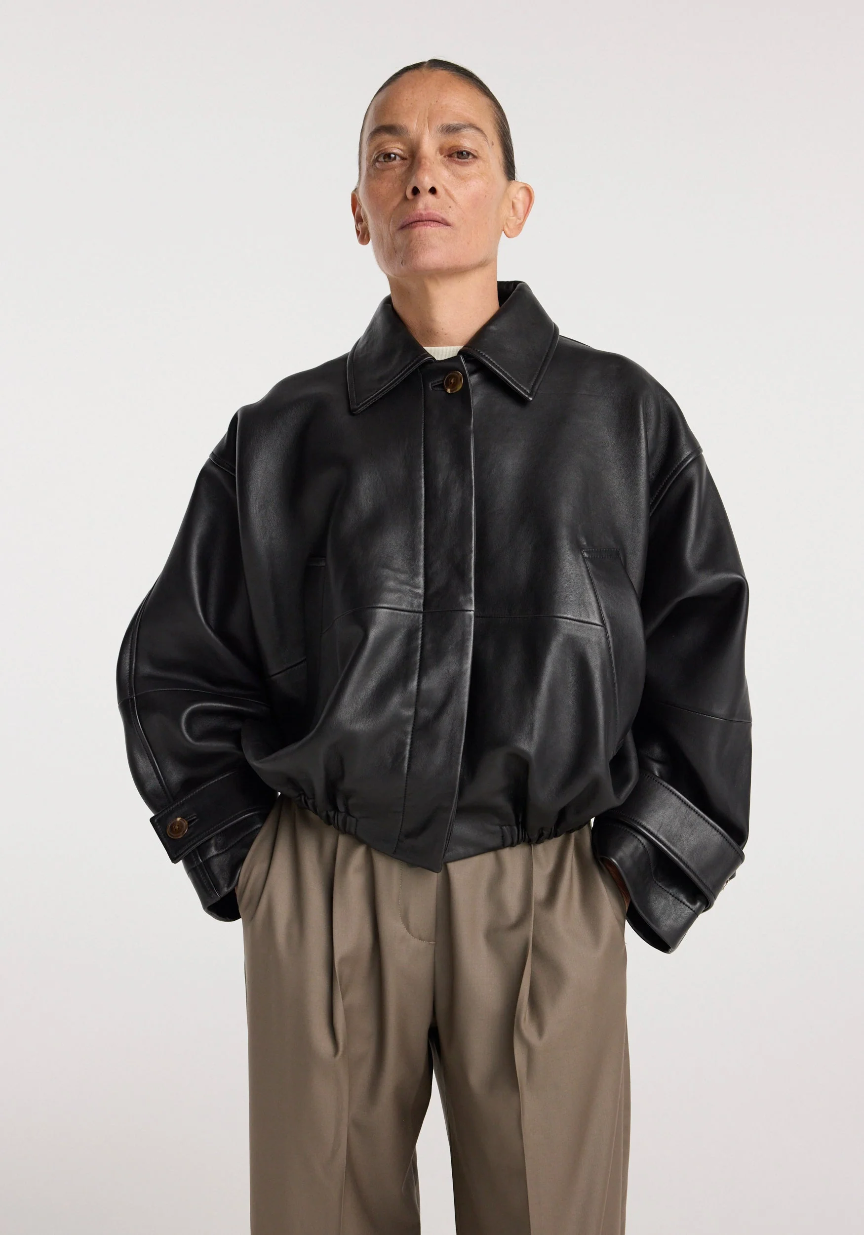 ROHE - Leather blouson jacket | black - Image 3