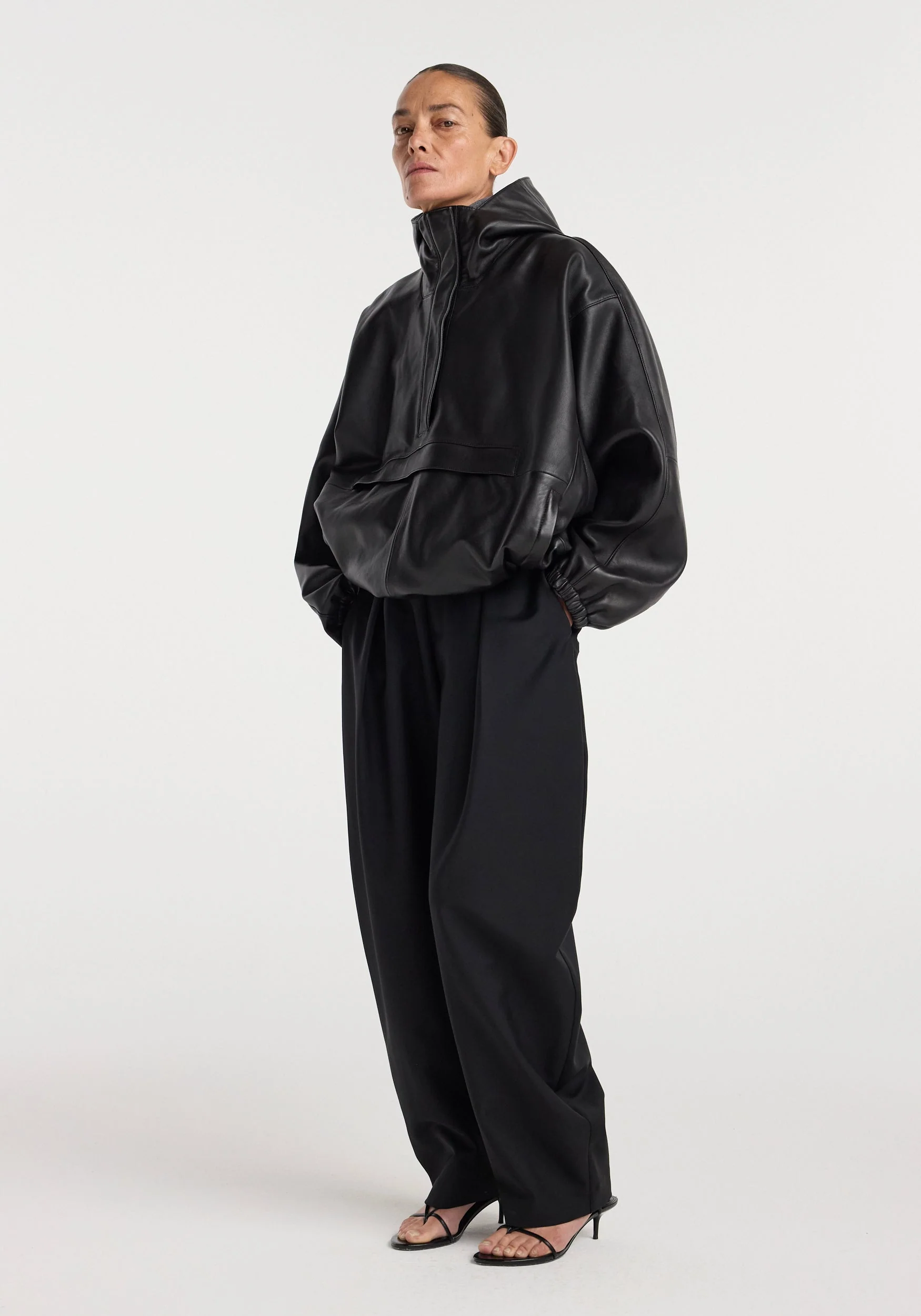ROHE - Leather oversized anorak | black - Image 2
