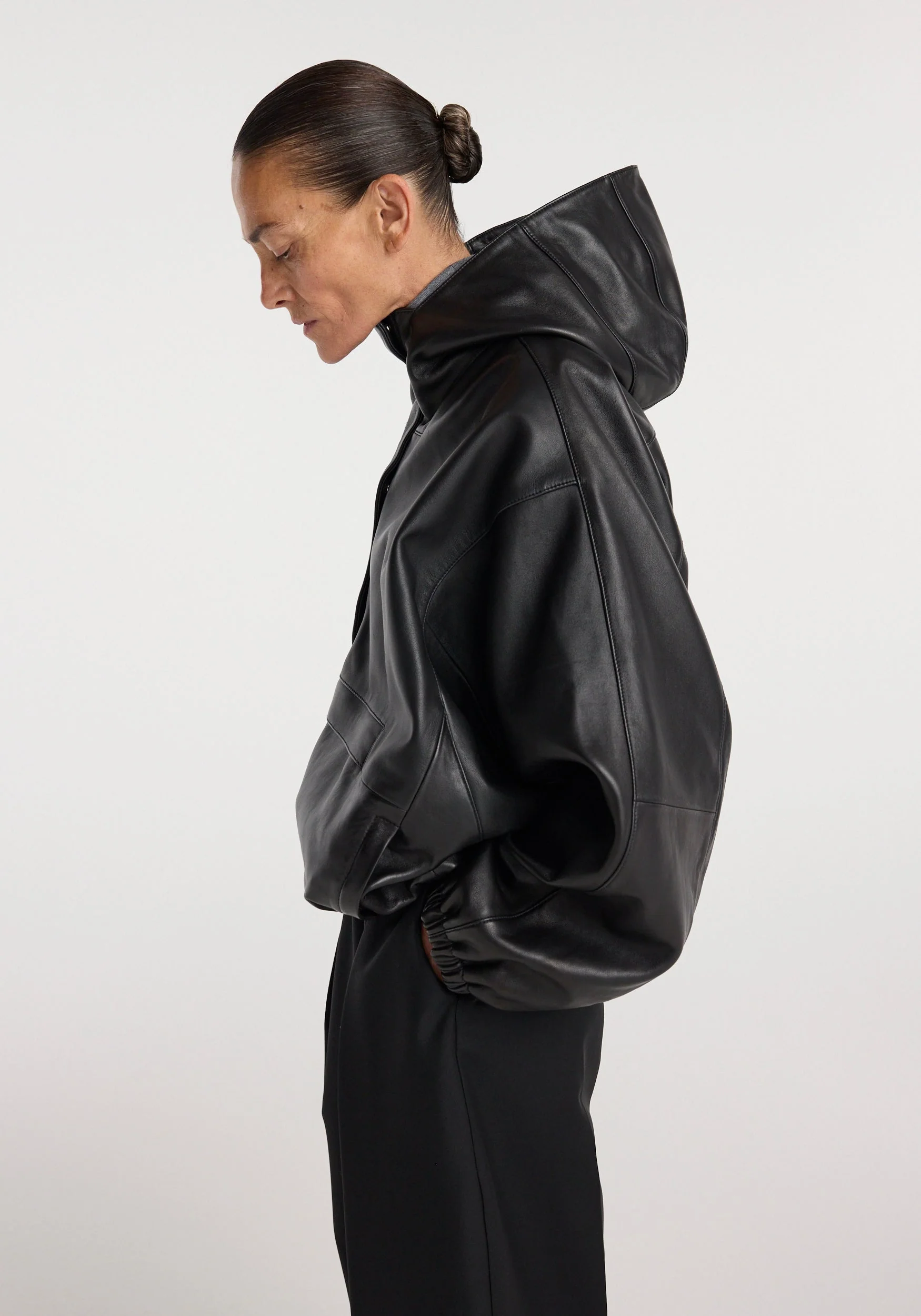 ROHE - Leather oversized anorak | black - Image 3