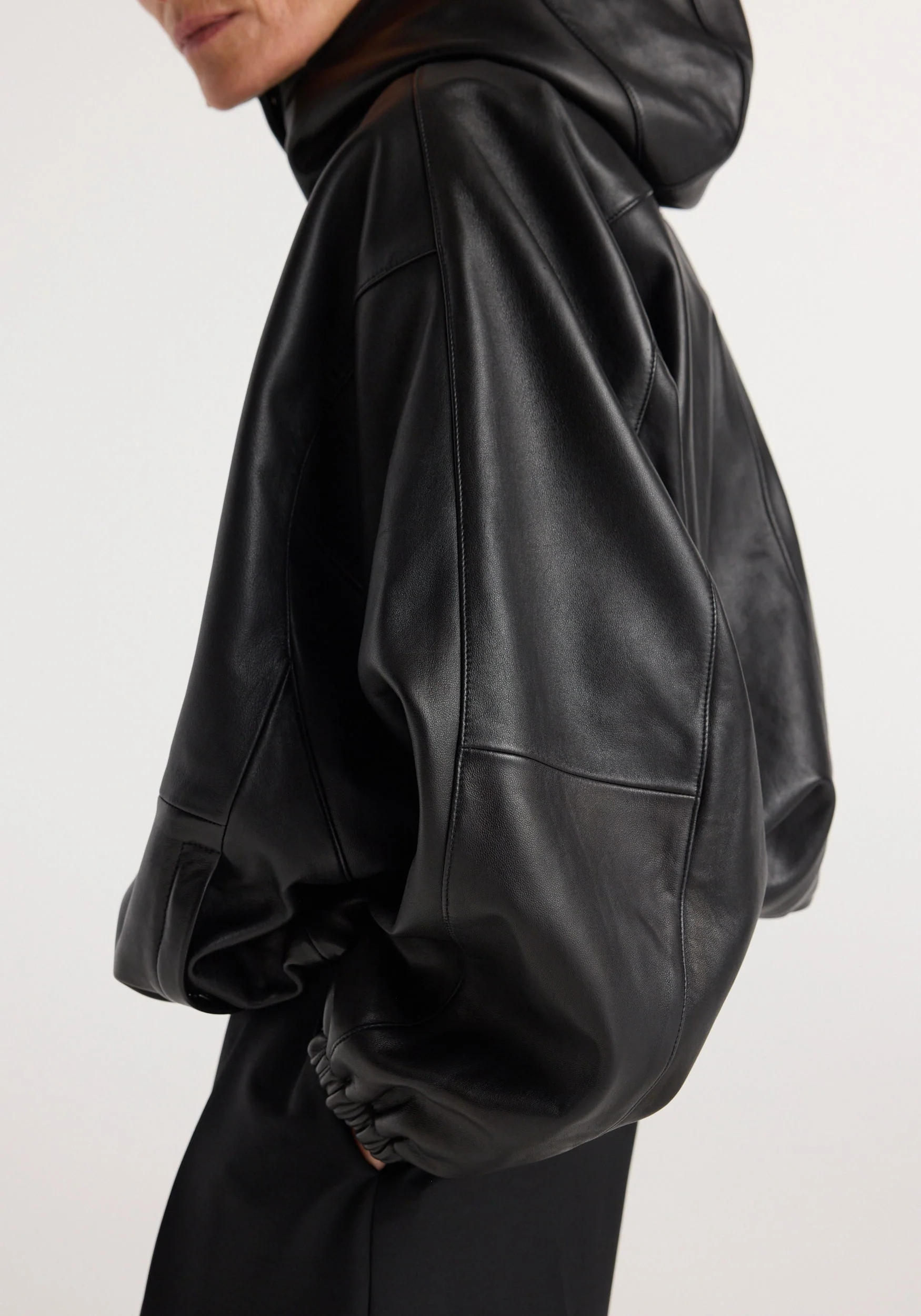 ROHE - Leather oversized anorak | black - Image 4