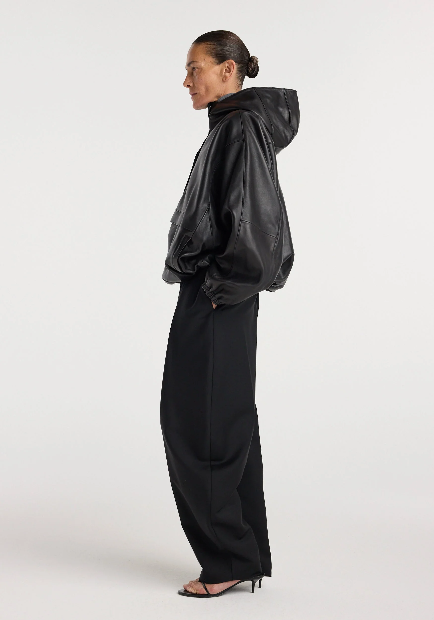 ROHE - Leather oversized anorak | black - Image 5