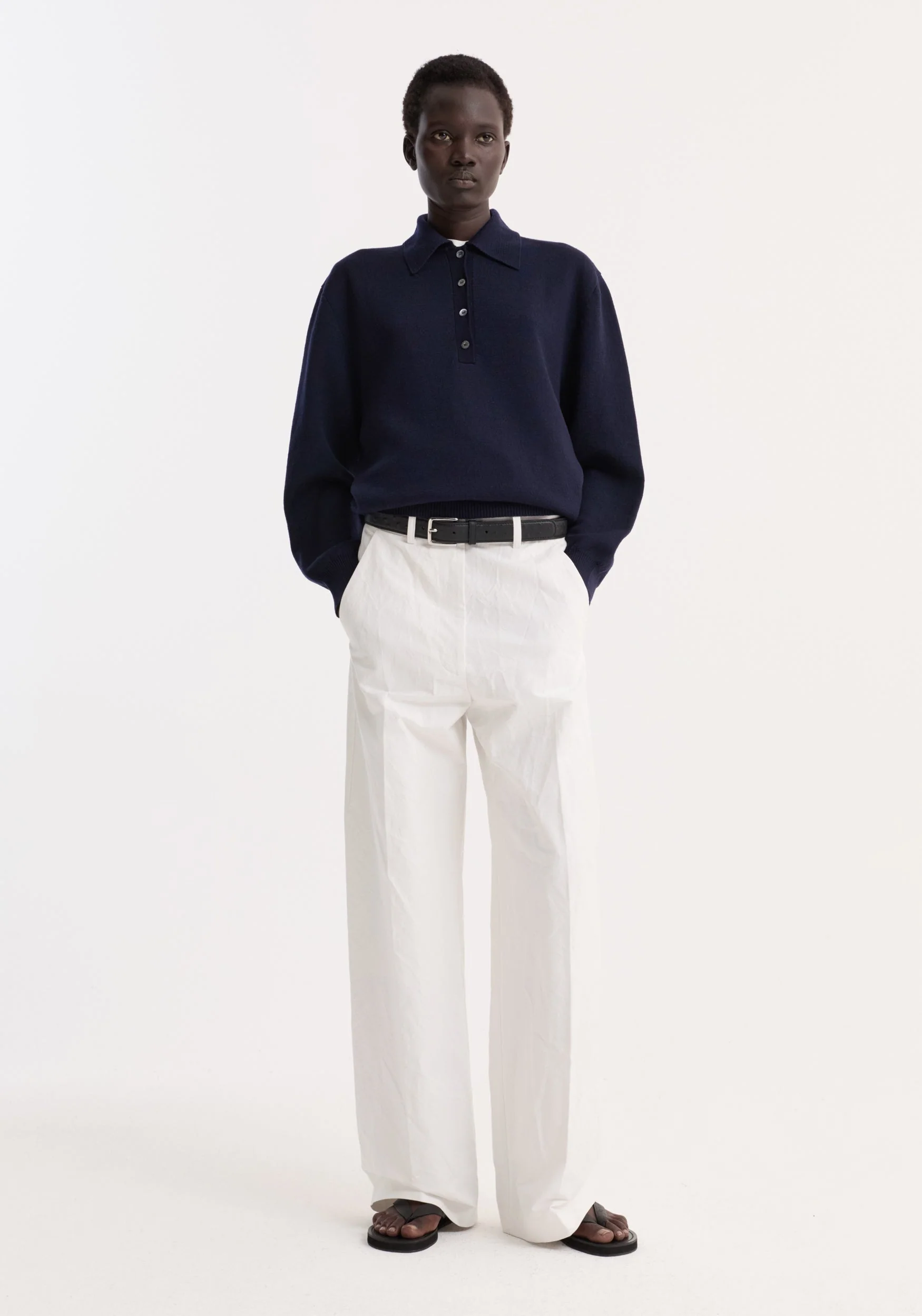 ROHE - Merino wool polo | navy