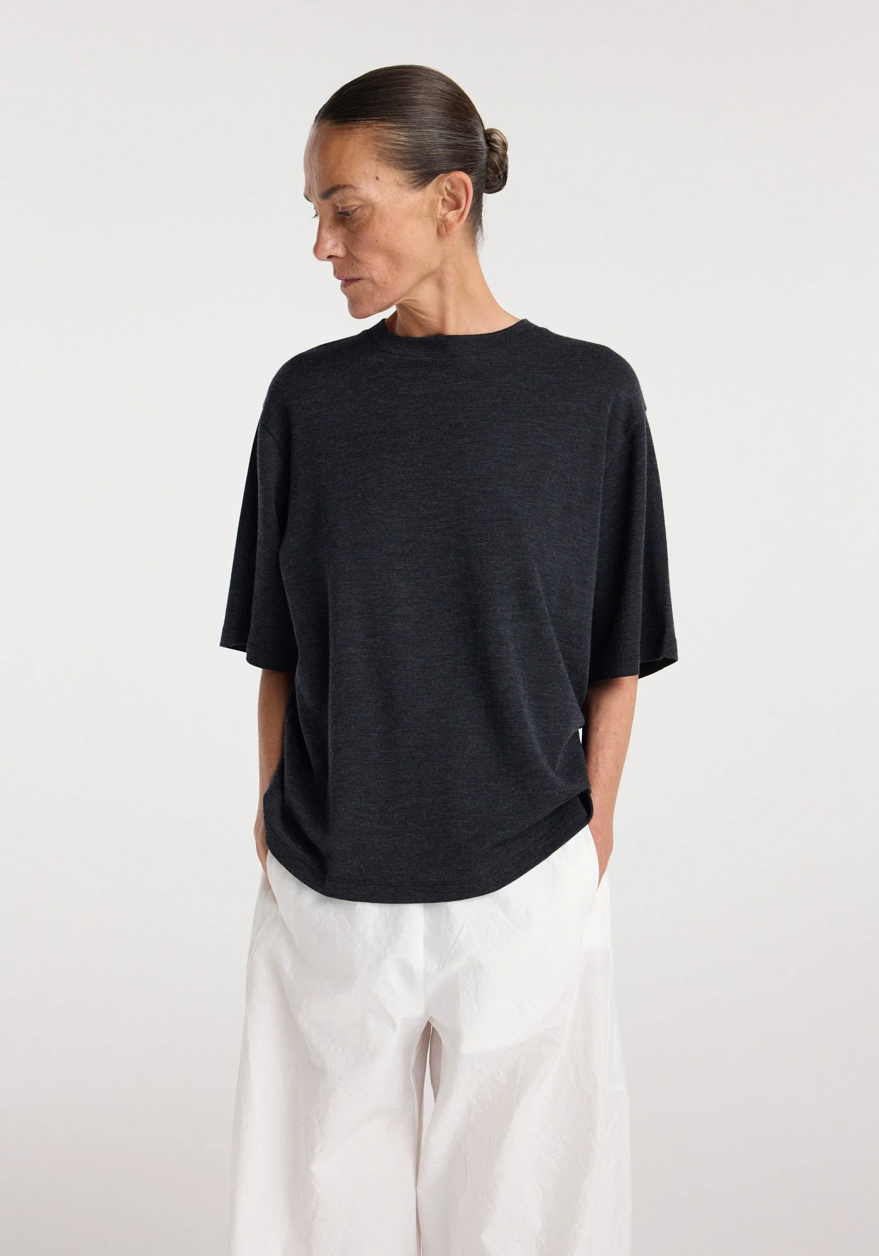 ROHE - Oversized merino t - shirt | anthracite melange - Image 4