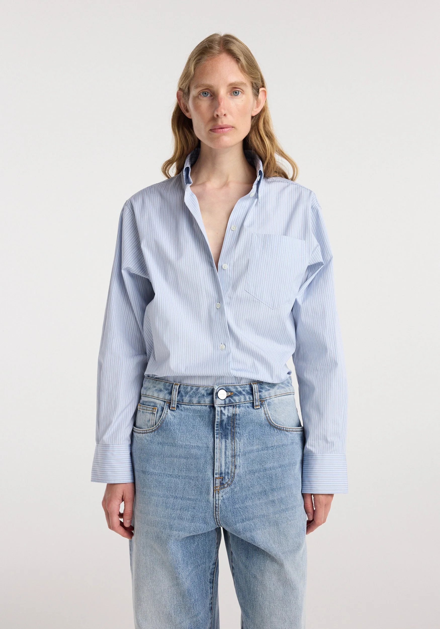 ROHE - Oxford striped shirt | blue stripe - Image 3