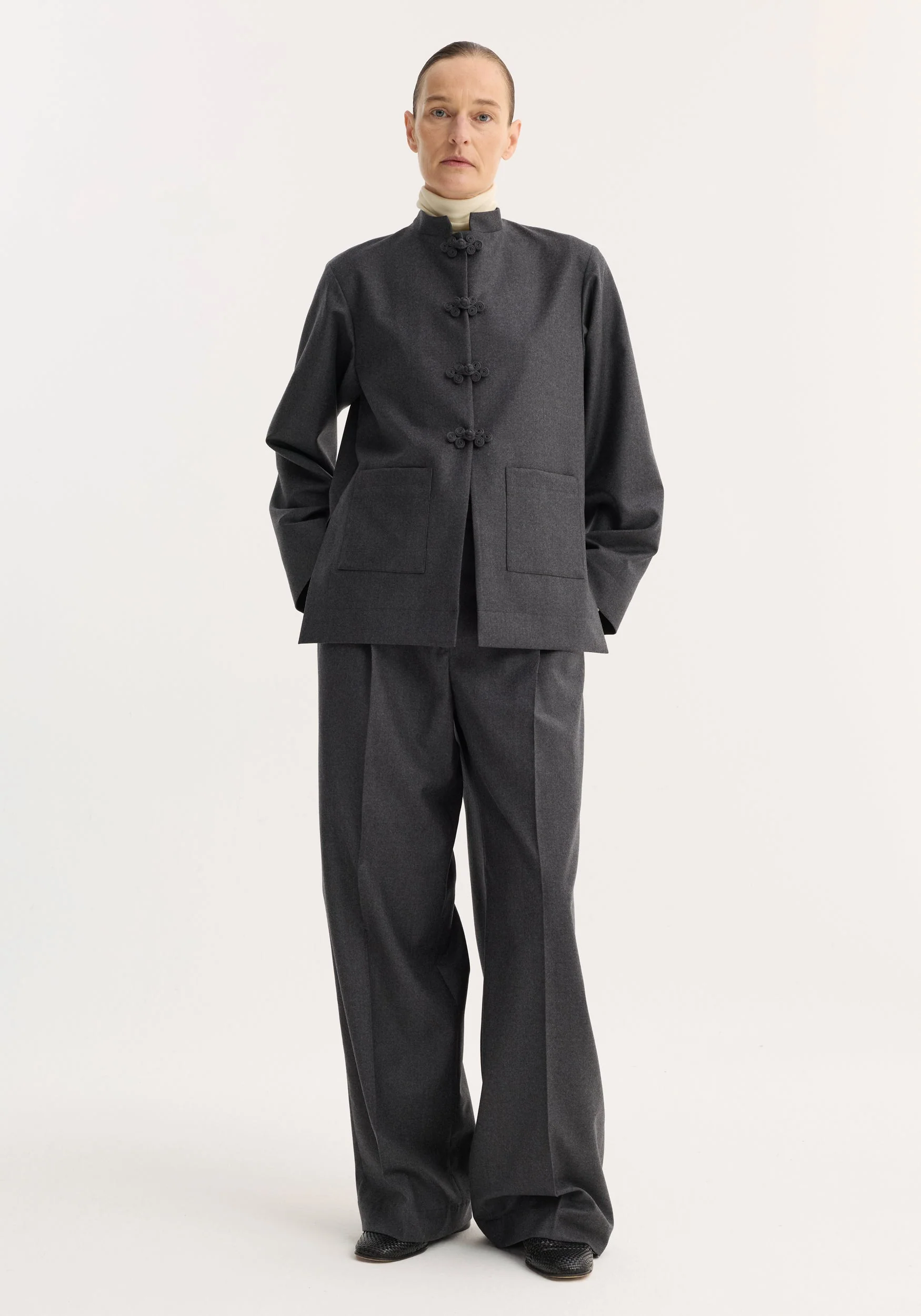 ROHE - Pankou closure jacket | dark grey melange