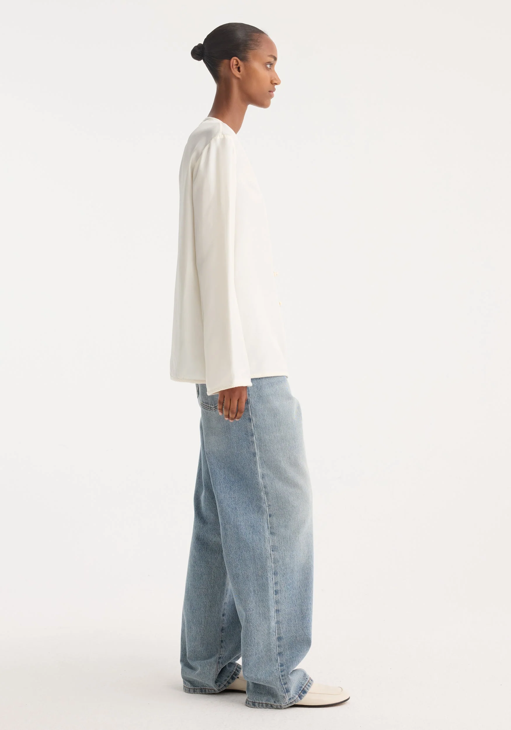 ROHE - Pankou closure silk top | cream - Image 4