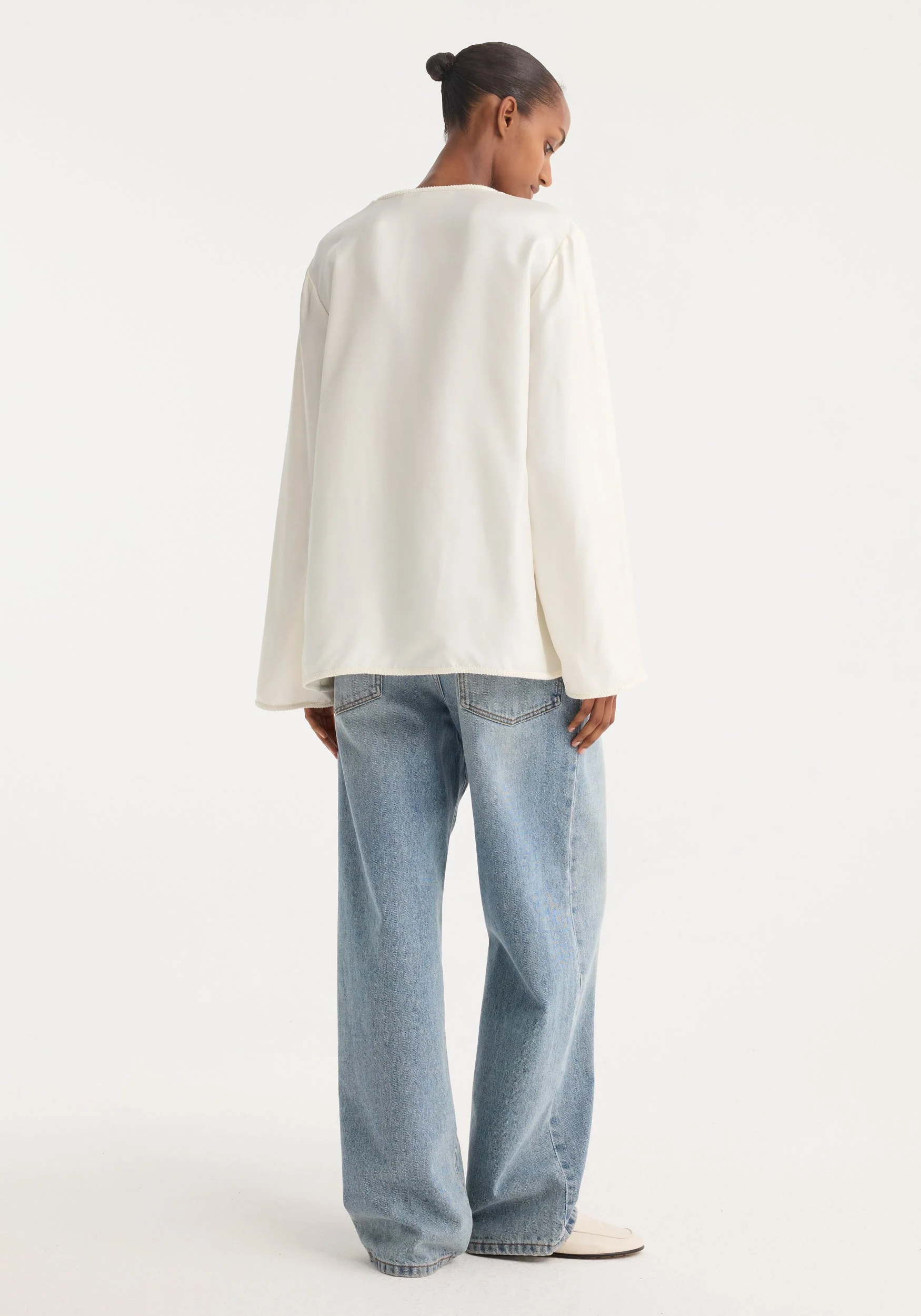 ROHE - Pankou closure silk top | cream - Image 5