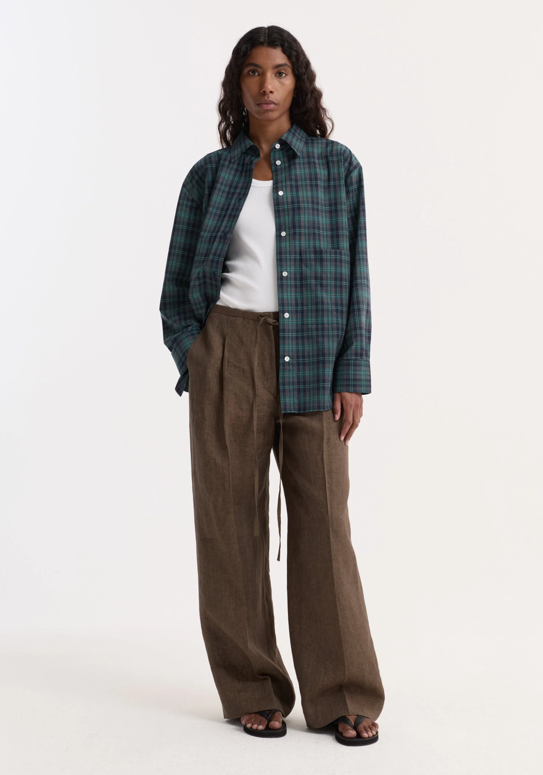 ROHE - Relaxed drawstring trousers | brown melange