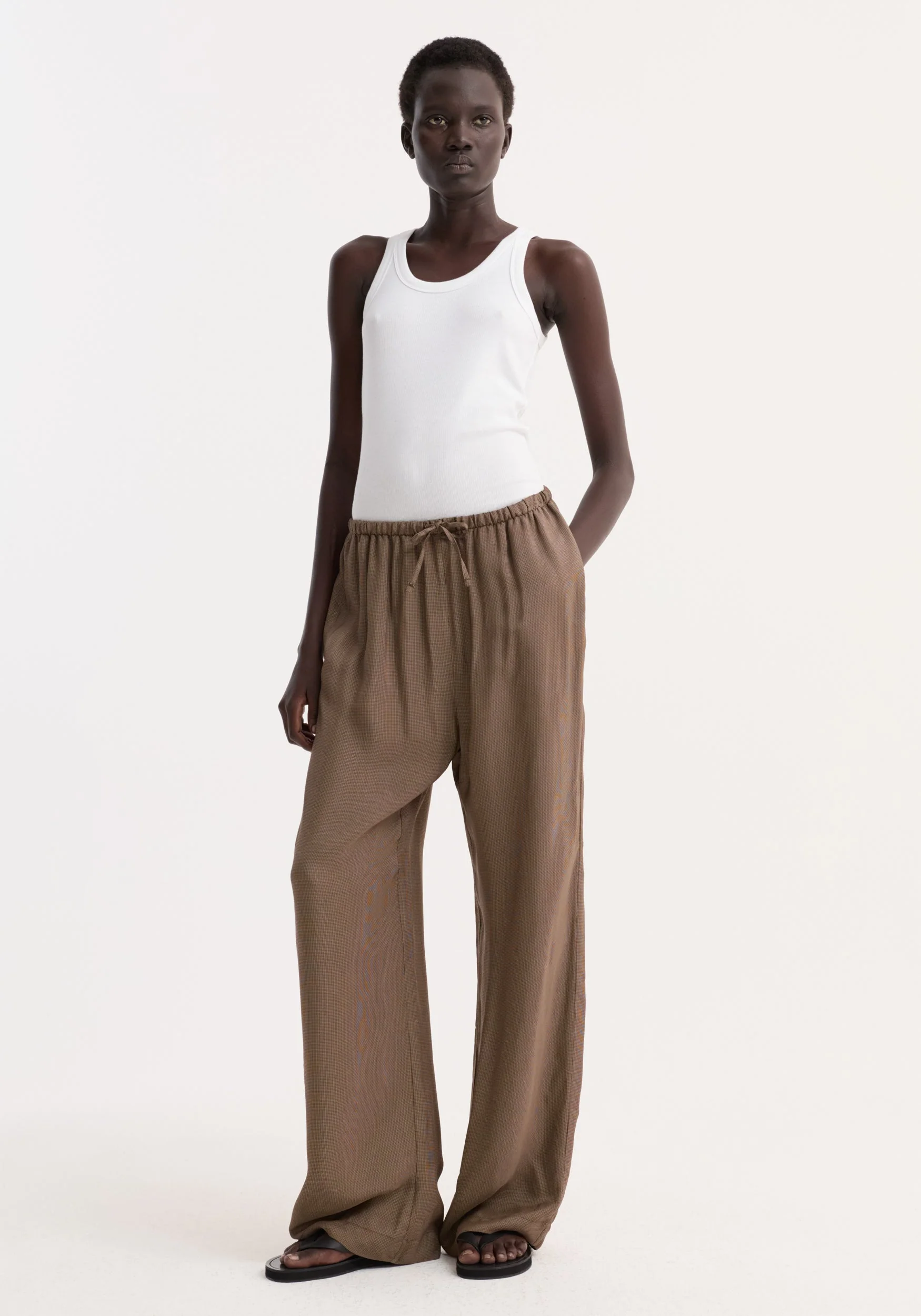 ROHE - Relaxed fit trousers | brown mini check