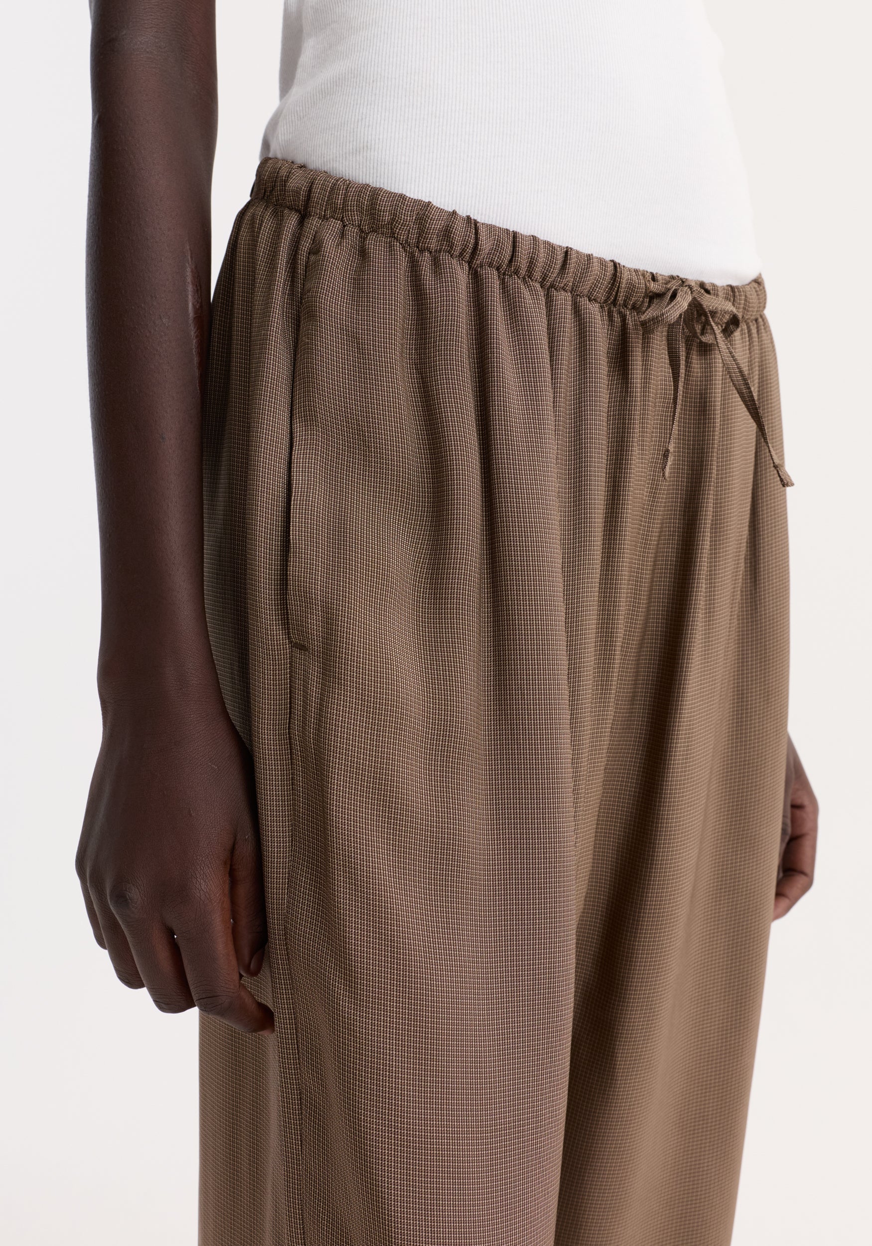 ROHE - Relaxed fit trousers | brown mini check - Image 4