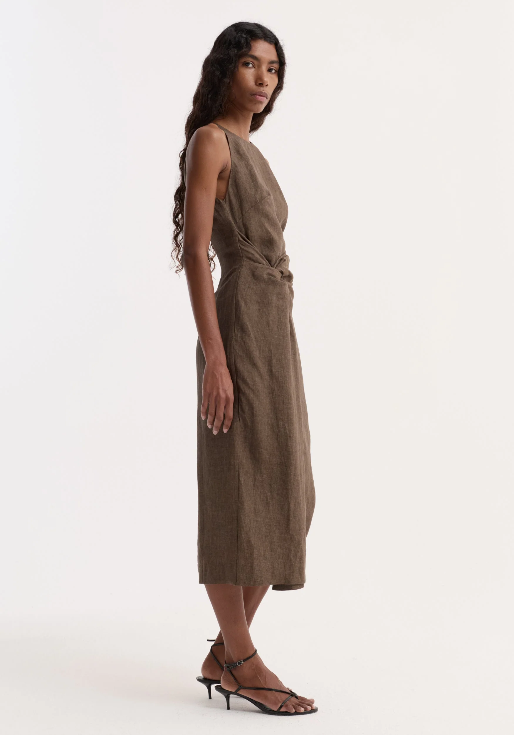 ROHE - Sarong dress | brown melange - Image 2