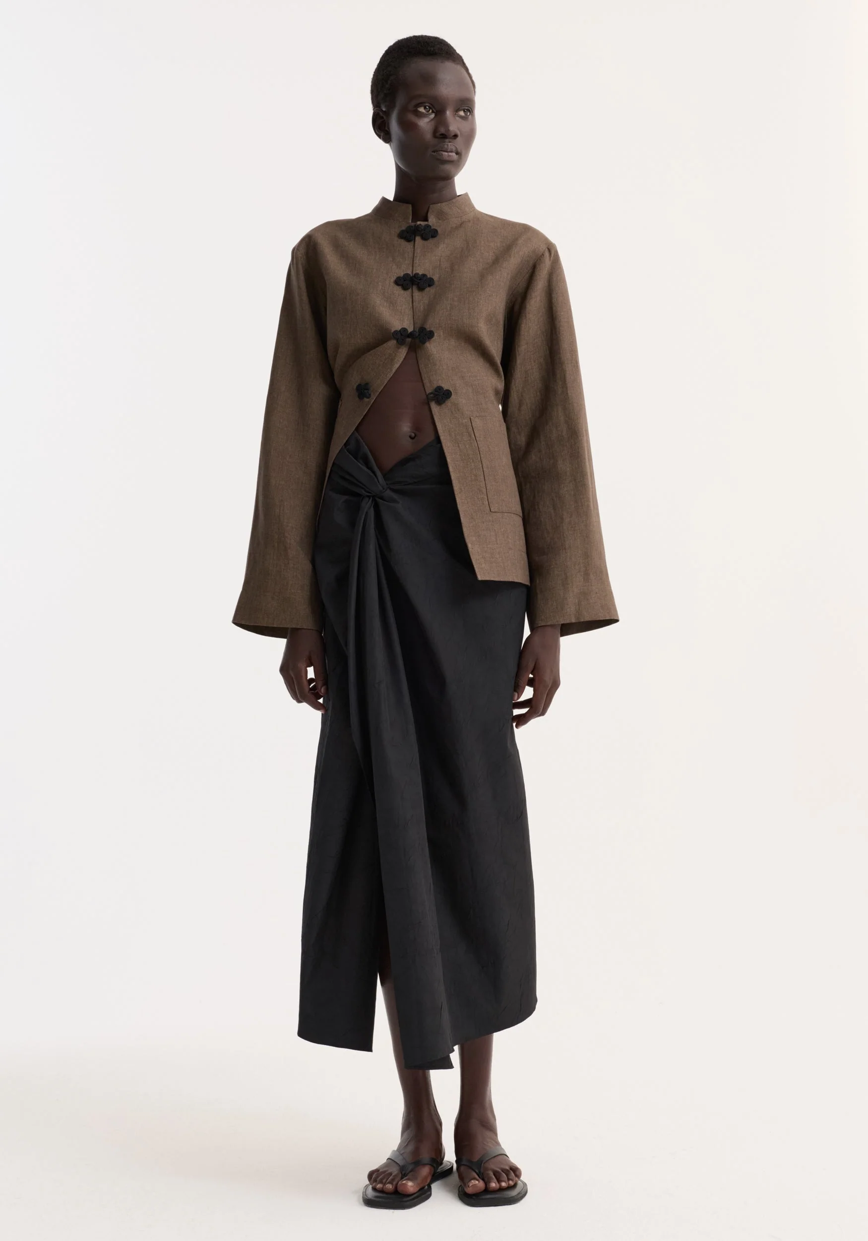 ROHE - Sarong textured skirt | black