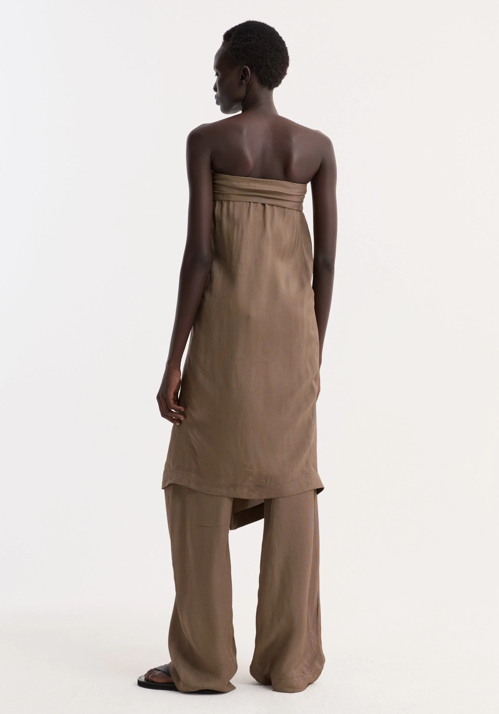 ROHE - Sarong top | brown mini check - Image 5