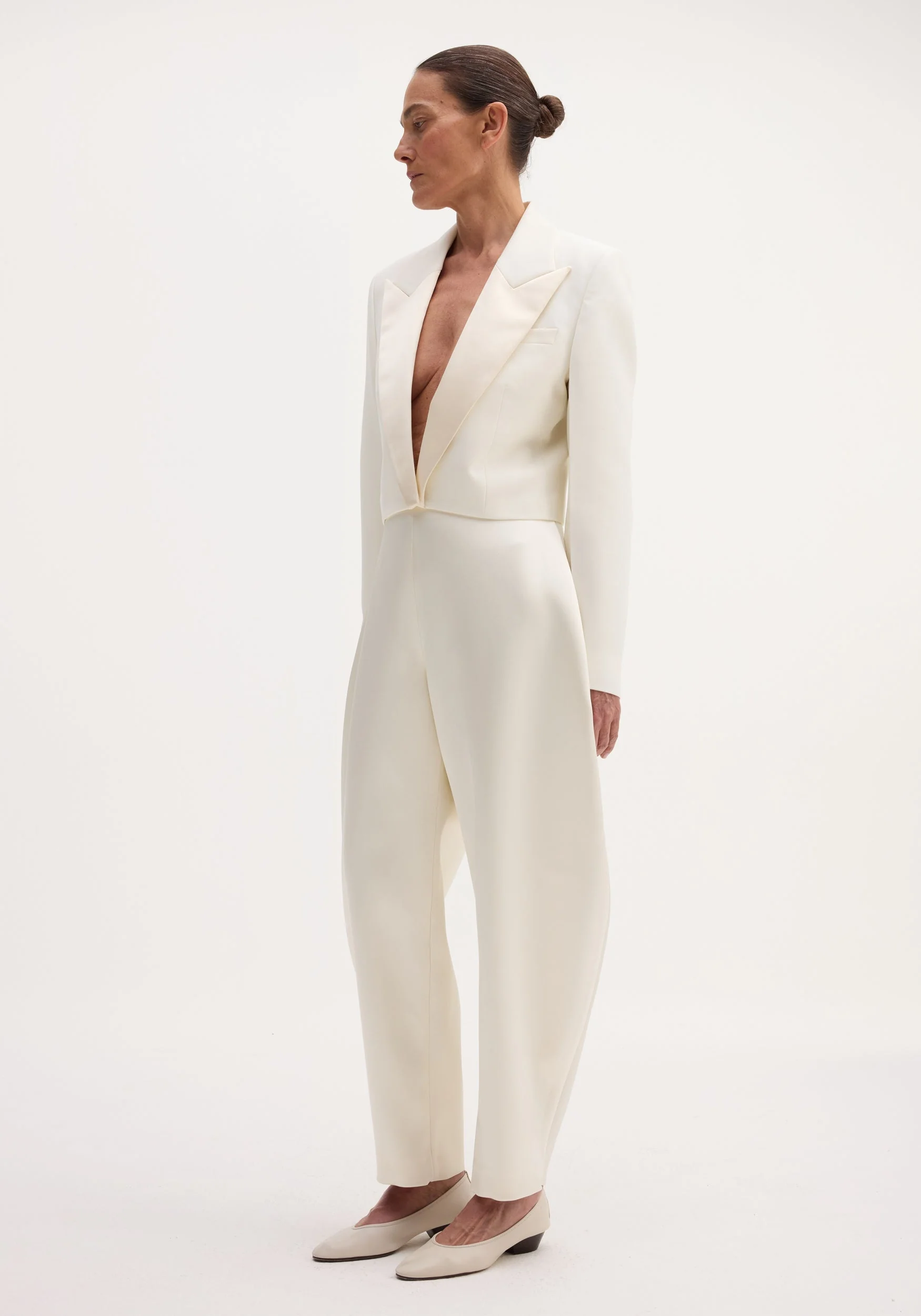 ROHE - Sculptural satin trousers | ivory - Image 2