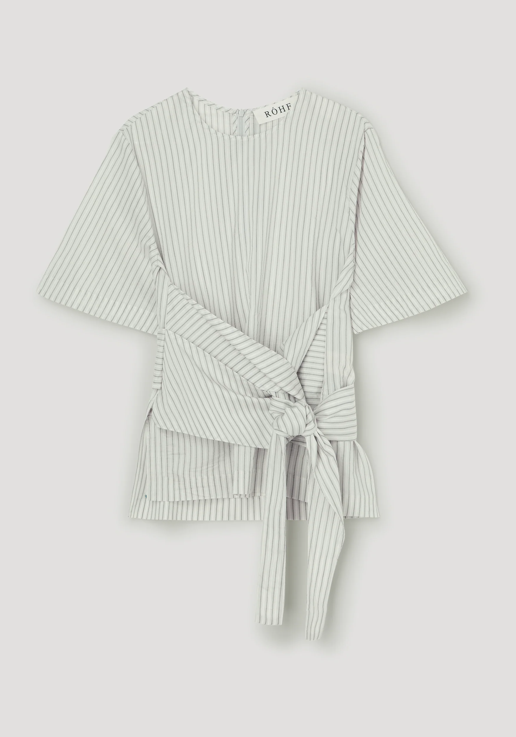 ROHE - Silk - blend wrap top | fine stripe