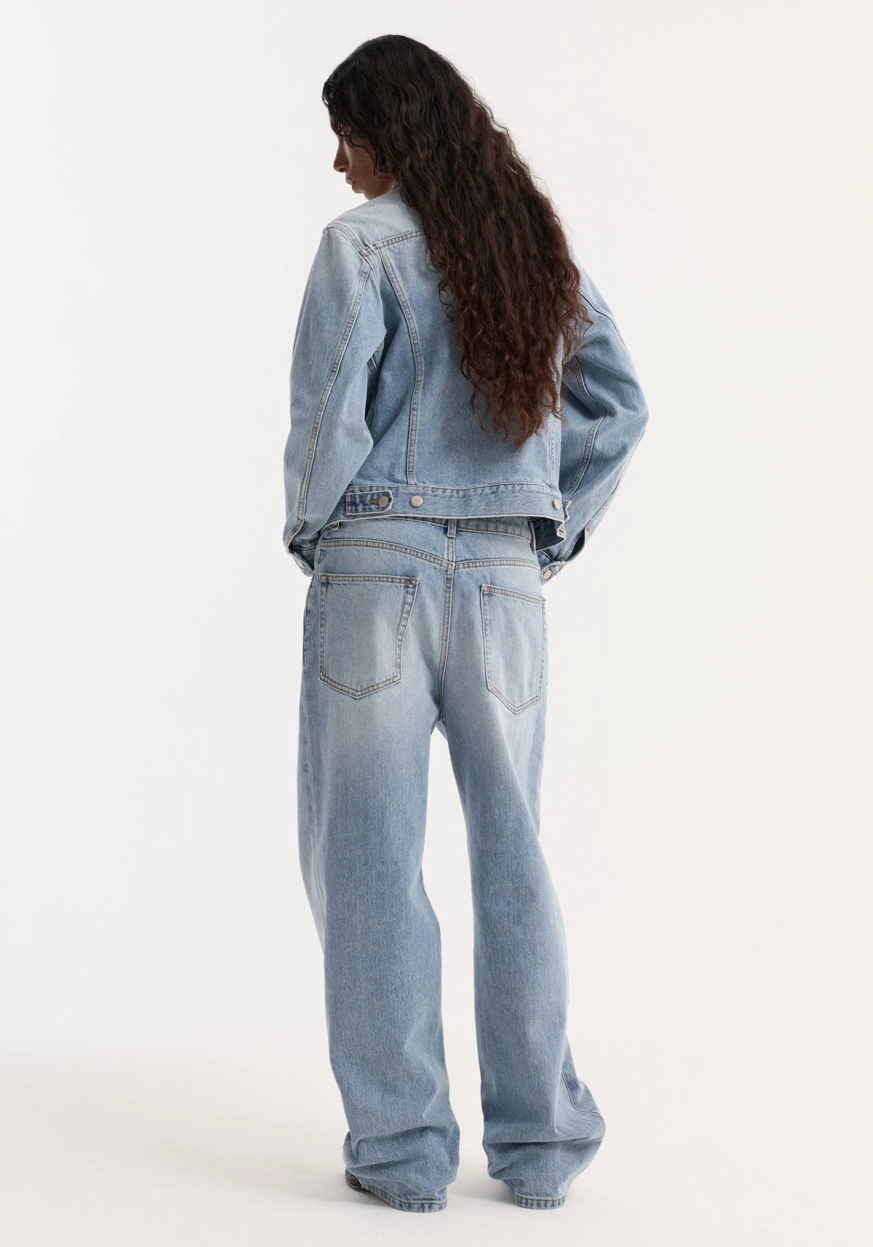 ROHE - Suede collar fitted denim jacket | classic blue - Image 3