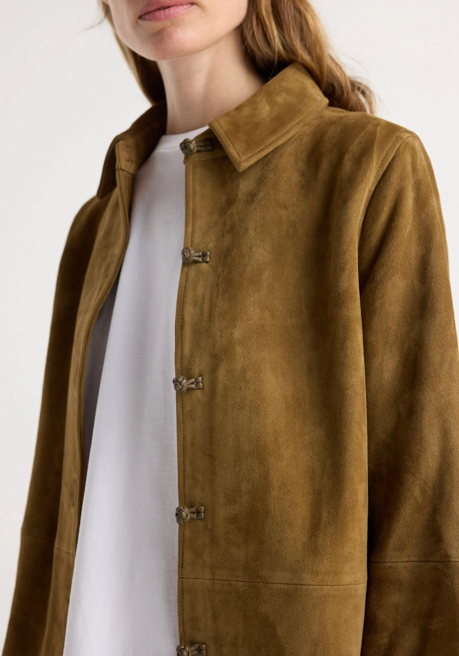 ROHE - Suede pankou overshirt | sage - Image 4