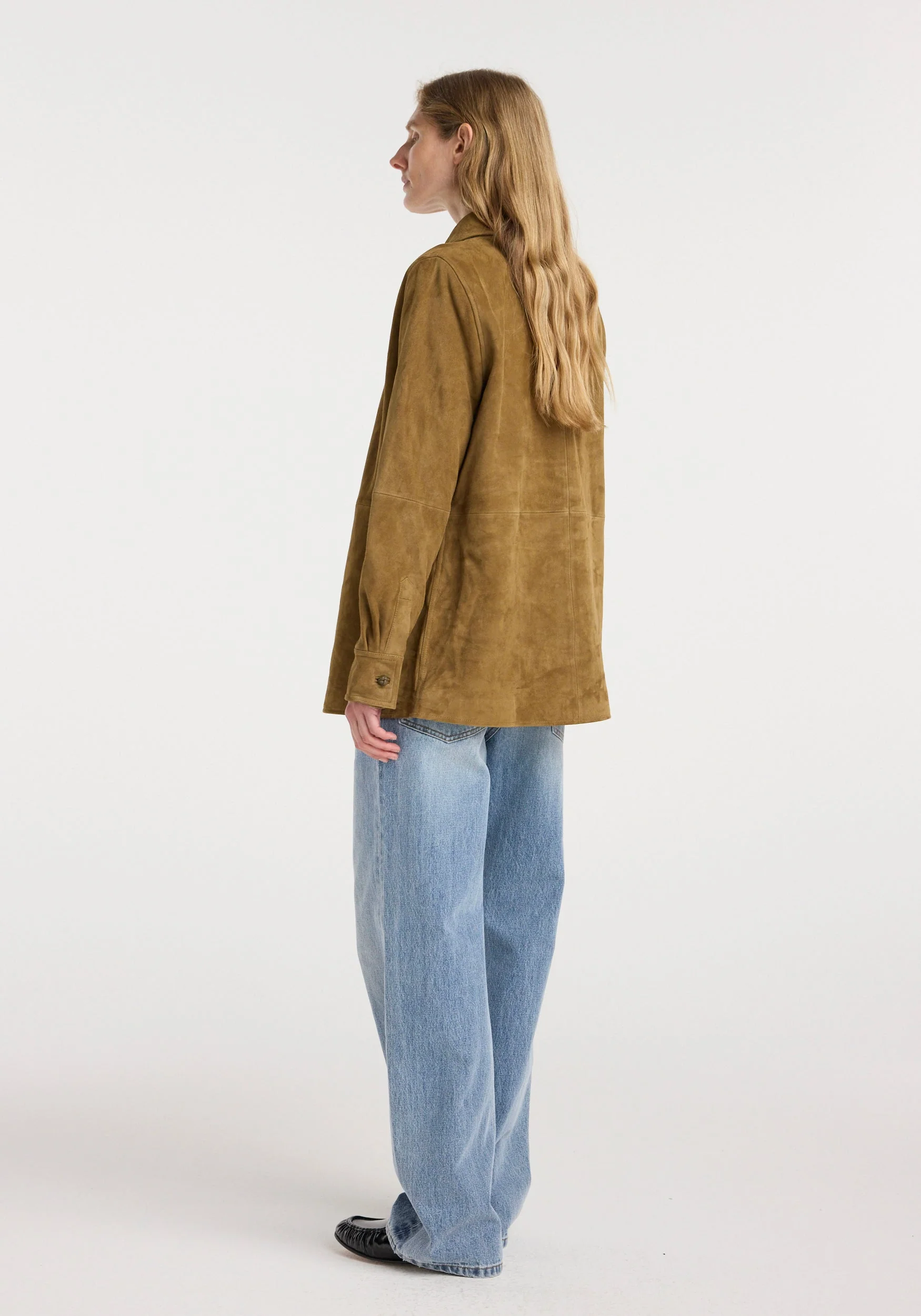 ROHE - Suede pankou overshirt | sage - Image 5