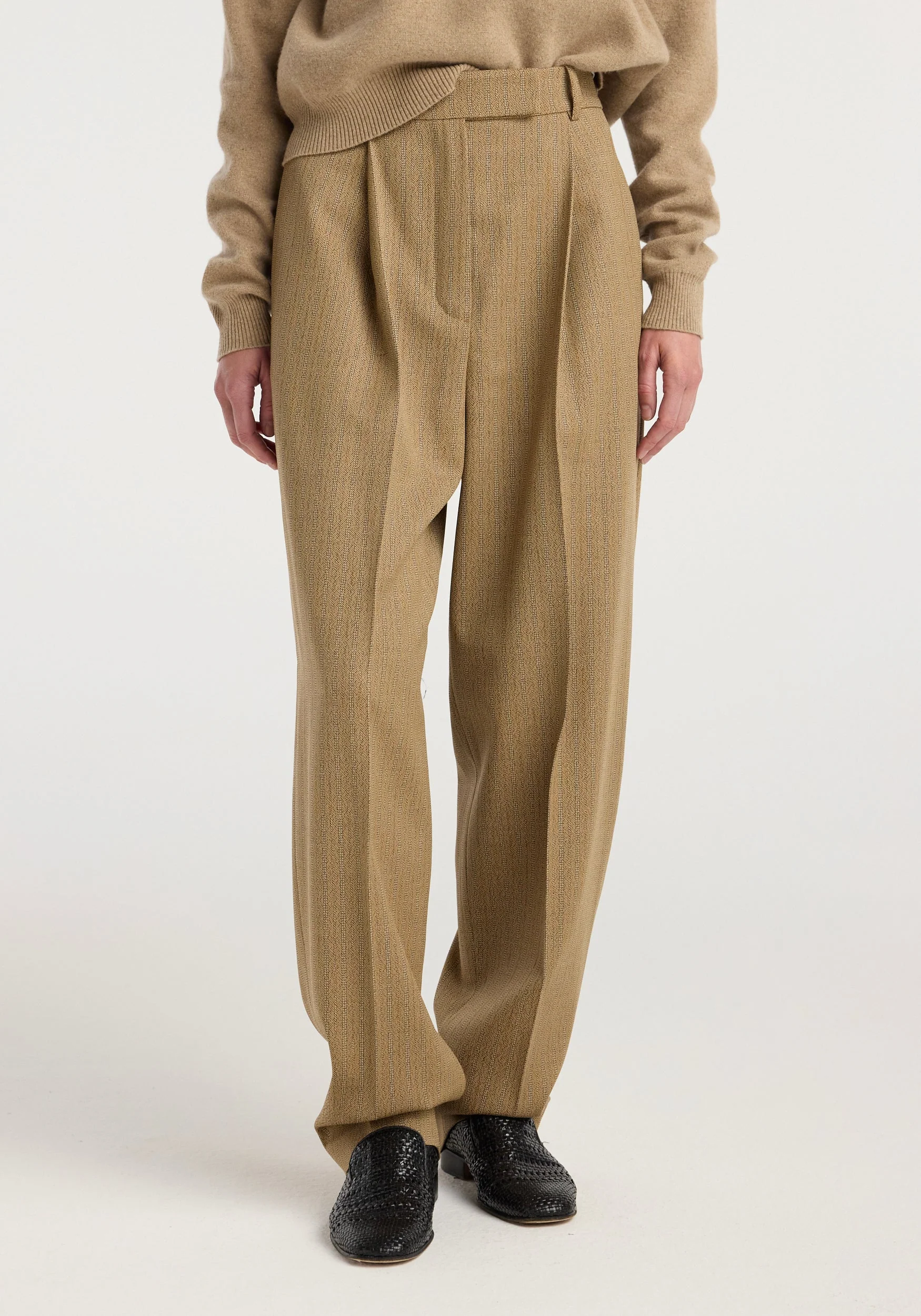 ROHE - Zipped mouliné polo | camel - Image 6
