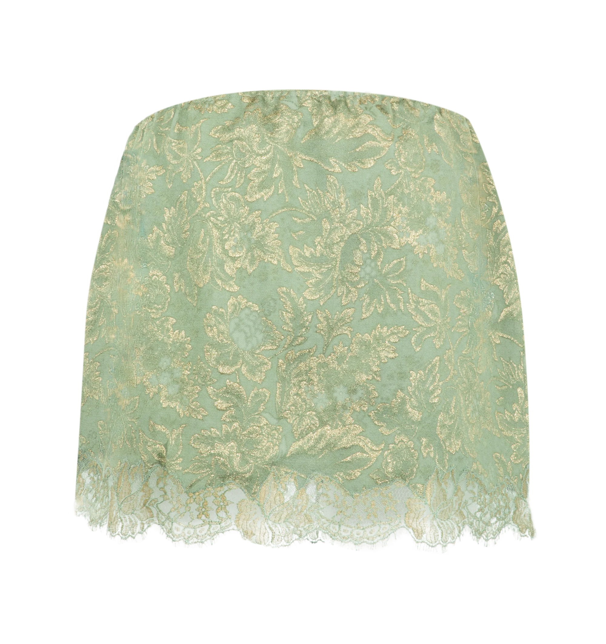Saint Laurent - Jacquard And Lace Mini Skirt - Image 2