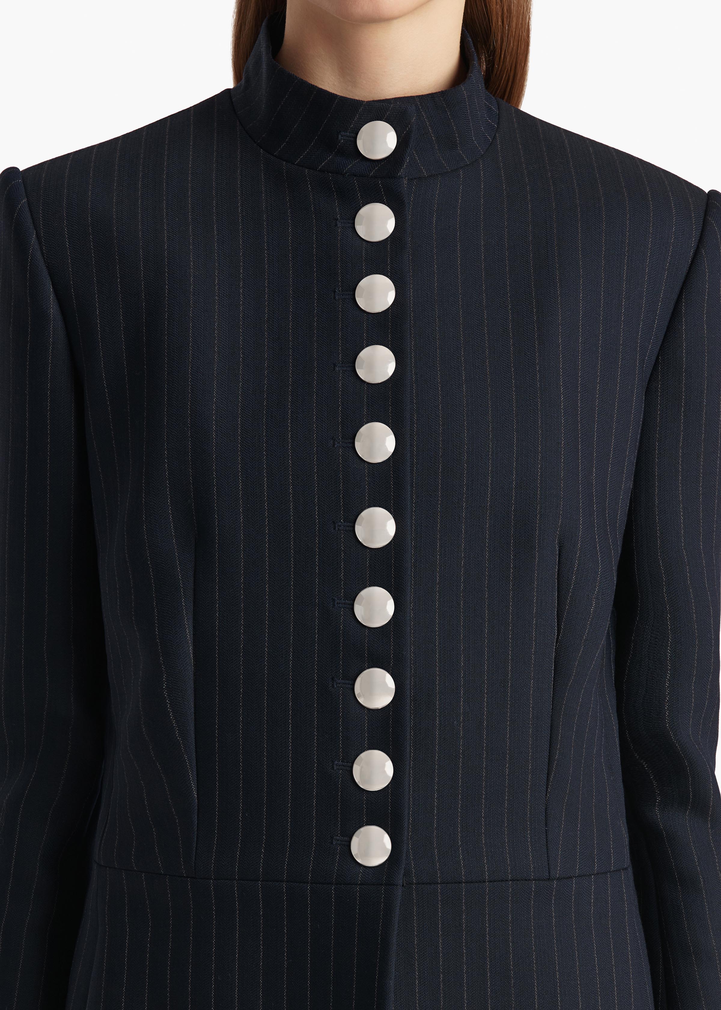 Khaite - Samuel Jacket in Navy and White Stripe - Image 13