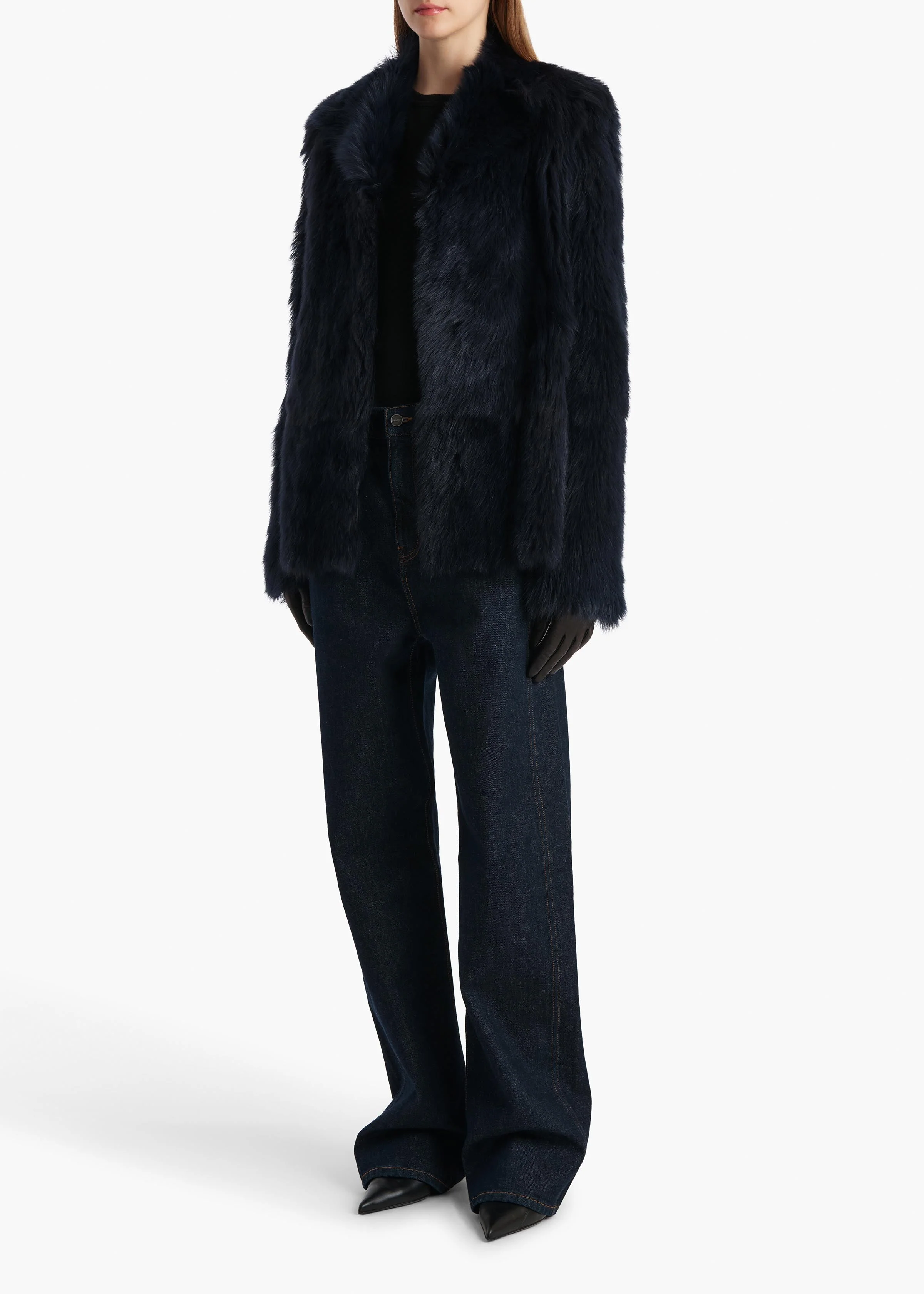 Khaite - Saraphina Jacket in Dark Navy Shearling - Image 2