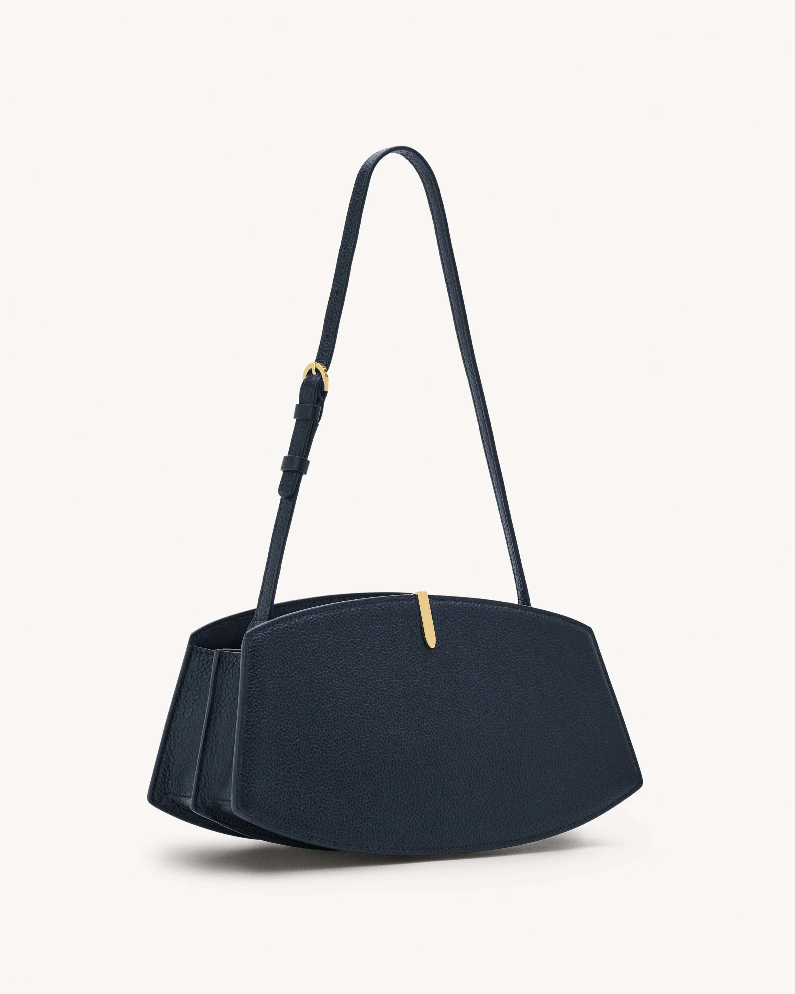 SAVETTE - Florence Shoulder in Navy Grained Leather - Image 2