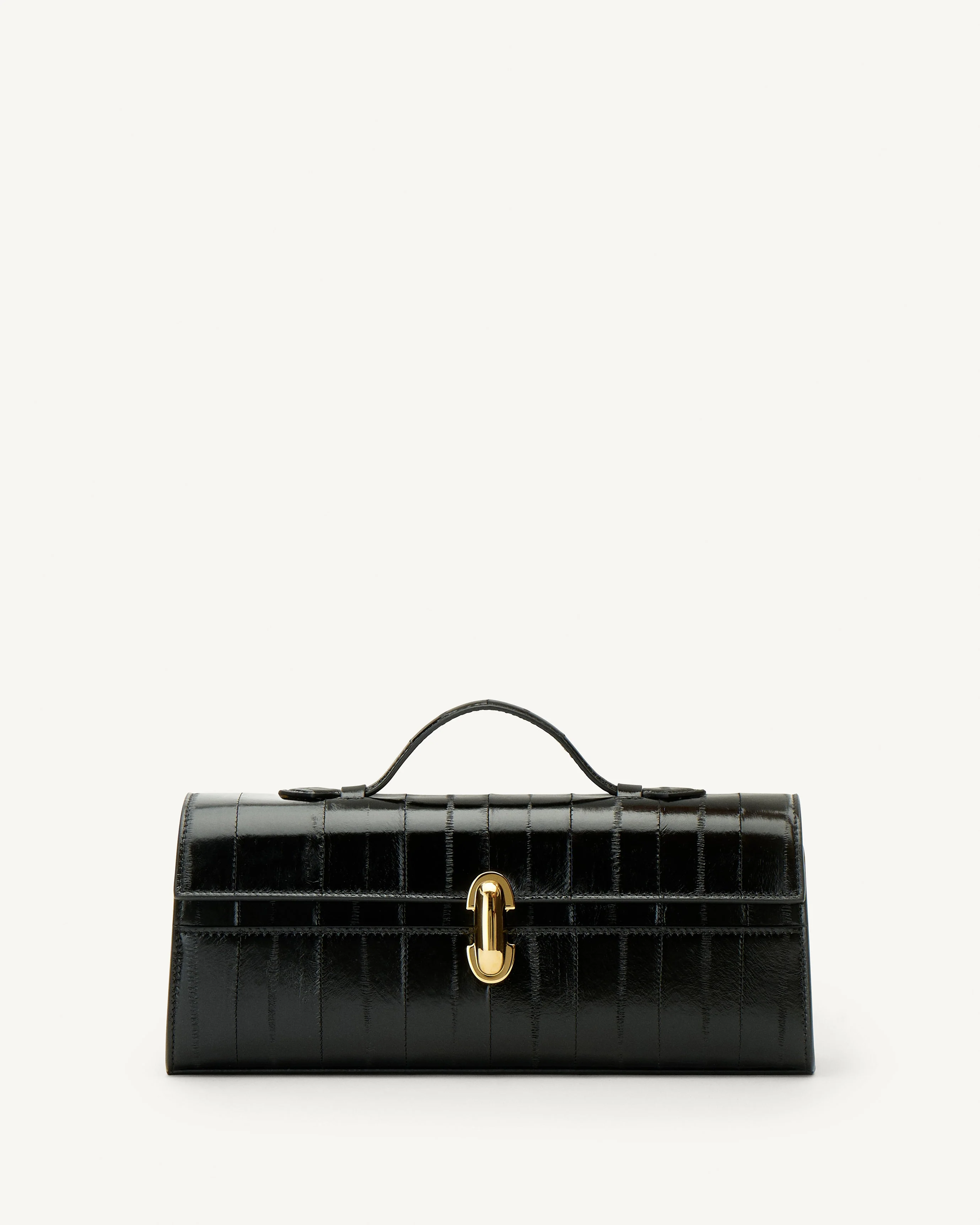 SAVETTE - Slim Symmetry Pochette in Black Eel