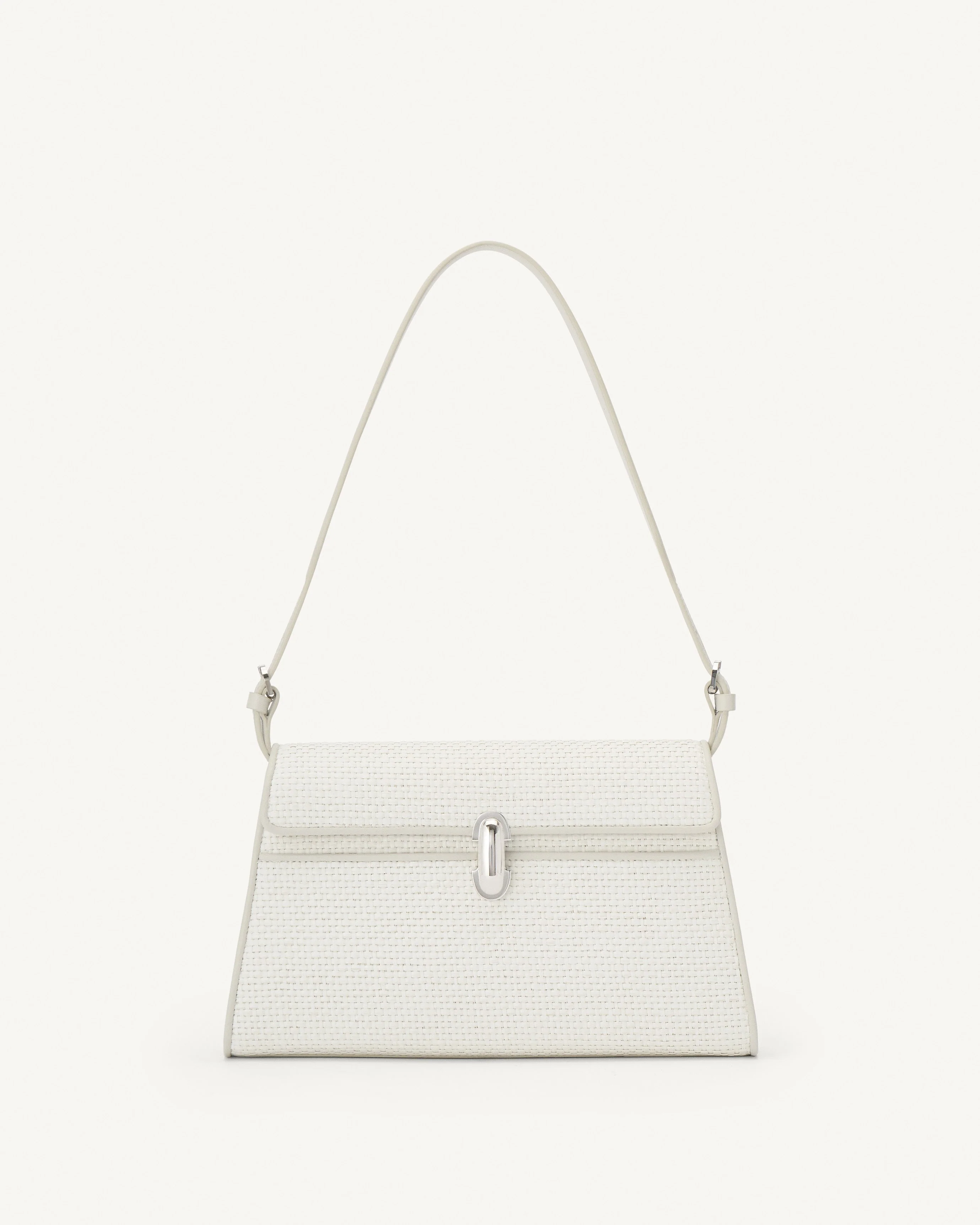SAVETTE - Symmetry Shoulder Bag in Ivory Raffia