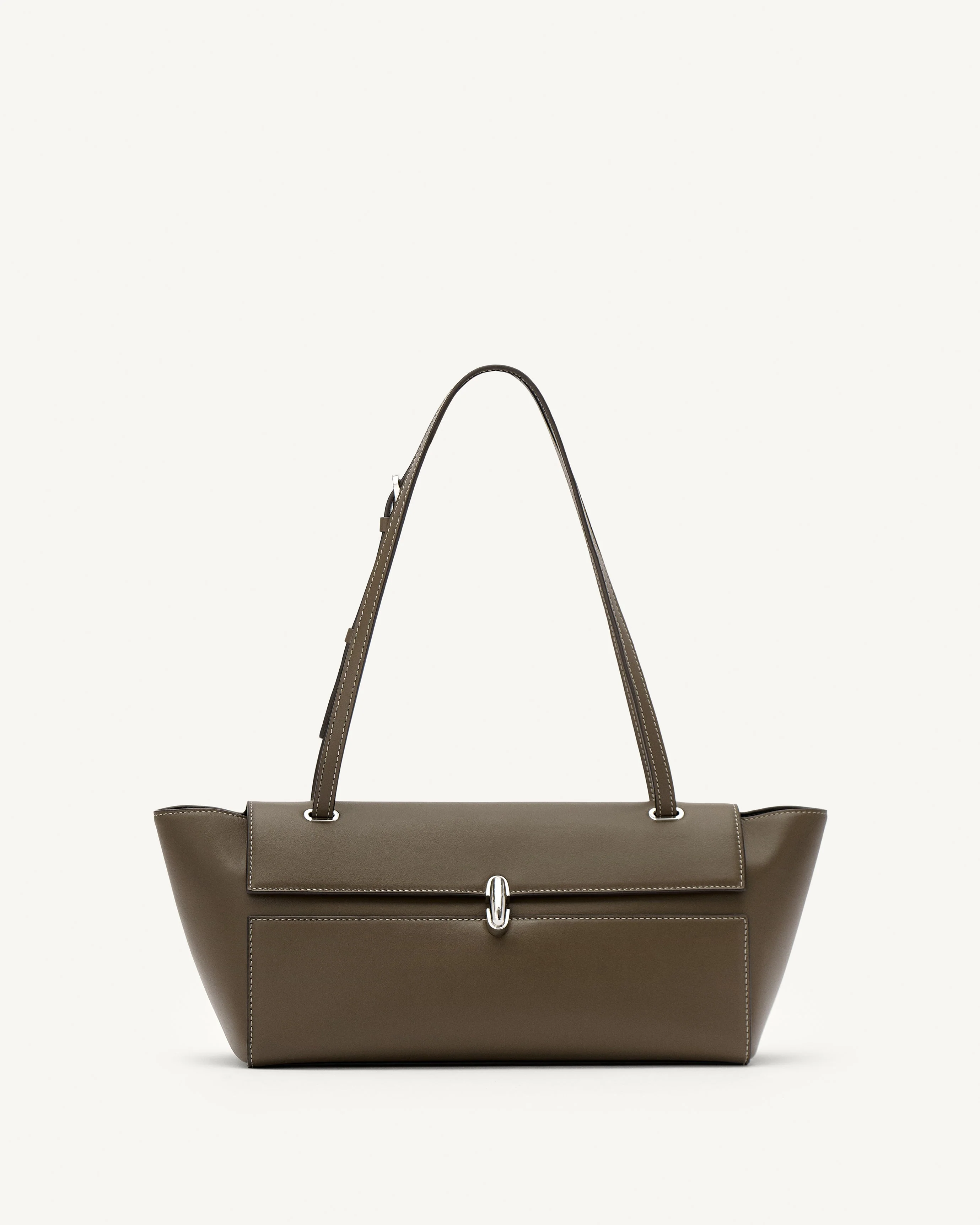 SAVETTE - Trapeze Shoulder Bag in Mink Leather