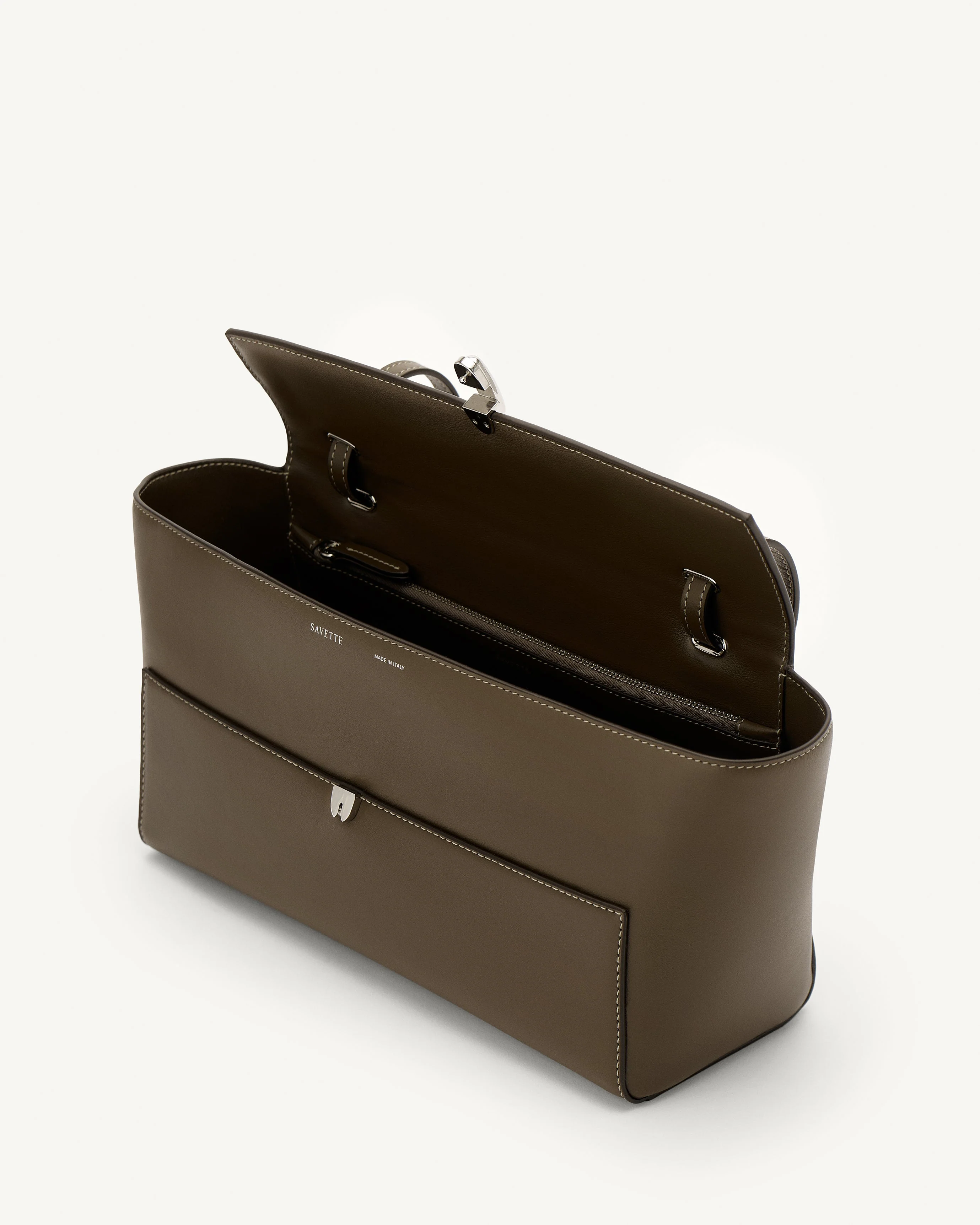 SAVETTE - Trapeze Shoulder Bag in Mink Leather - Image 3